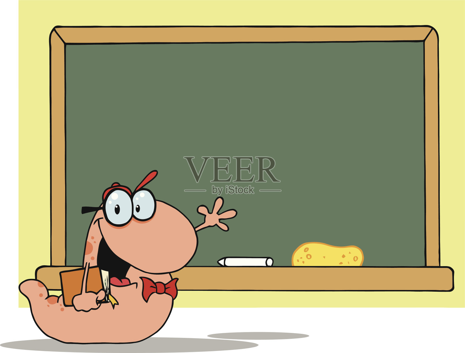 友好的蠕虫拿着一本书的背景插画图片素材