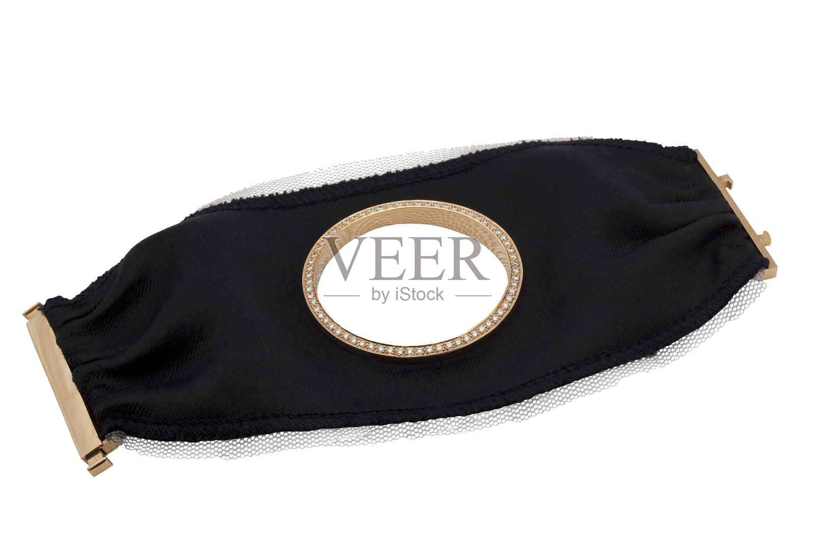 黑色缎子和黄金腕带照片摄影图片