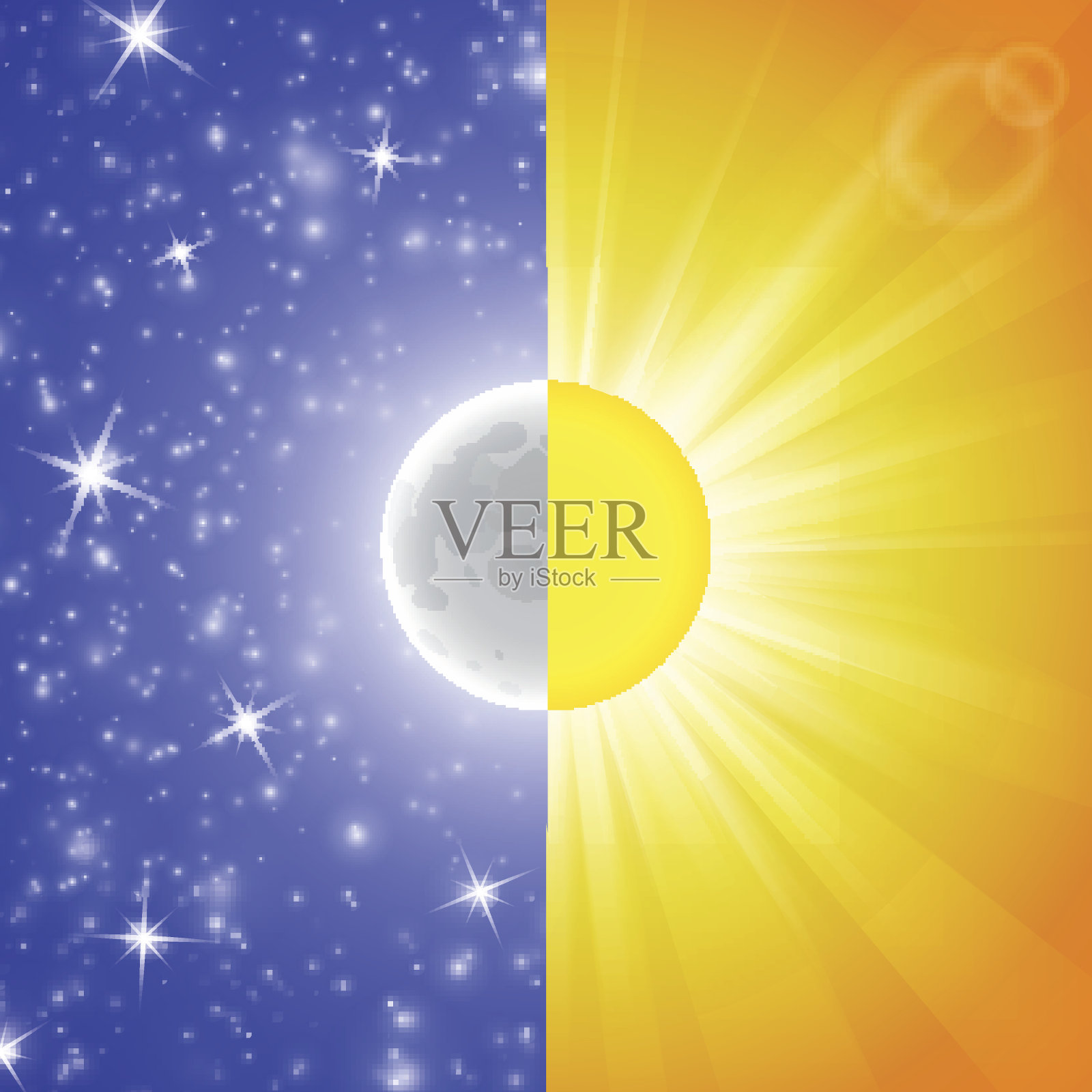 白天和黑夜。分屏的矢量图。插画图片素材