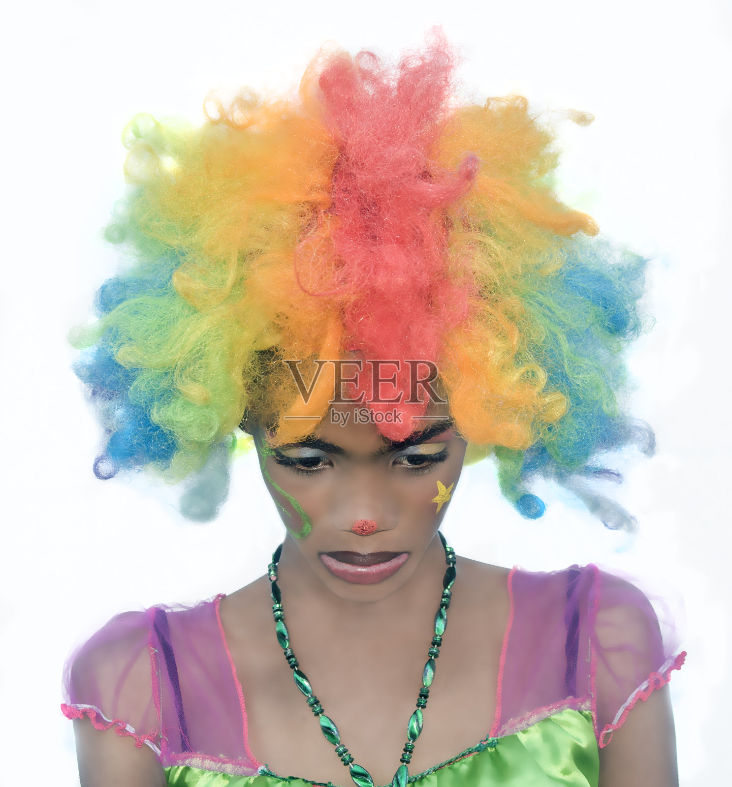 悲伤的女性小丑照片摄影图片