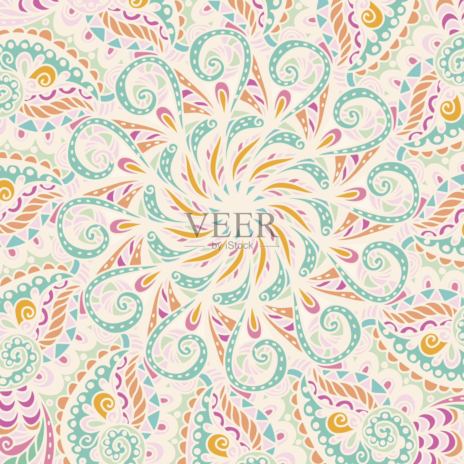 五彩抽象花卉背景插画图片素材