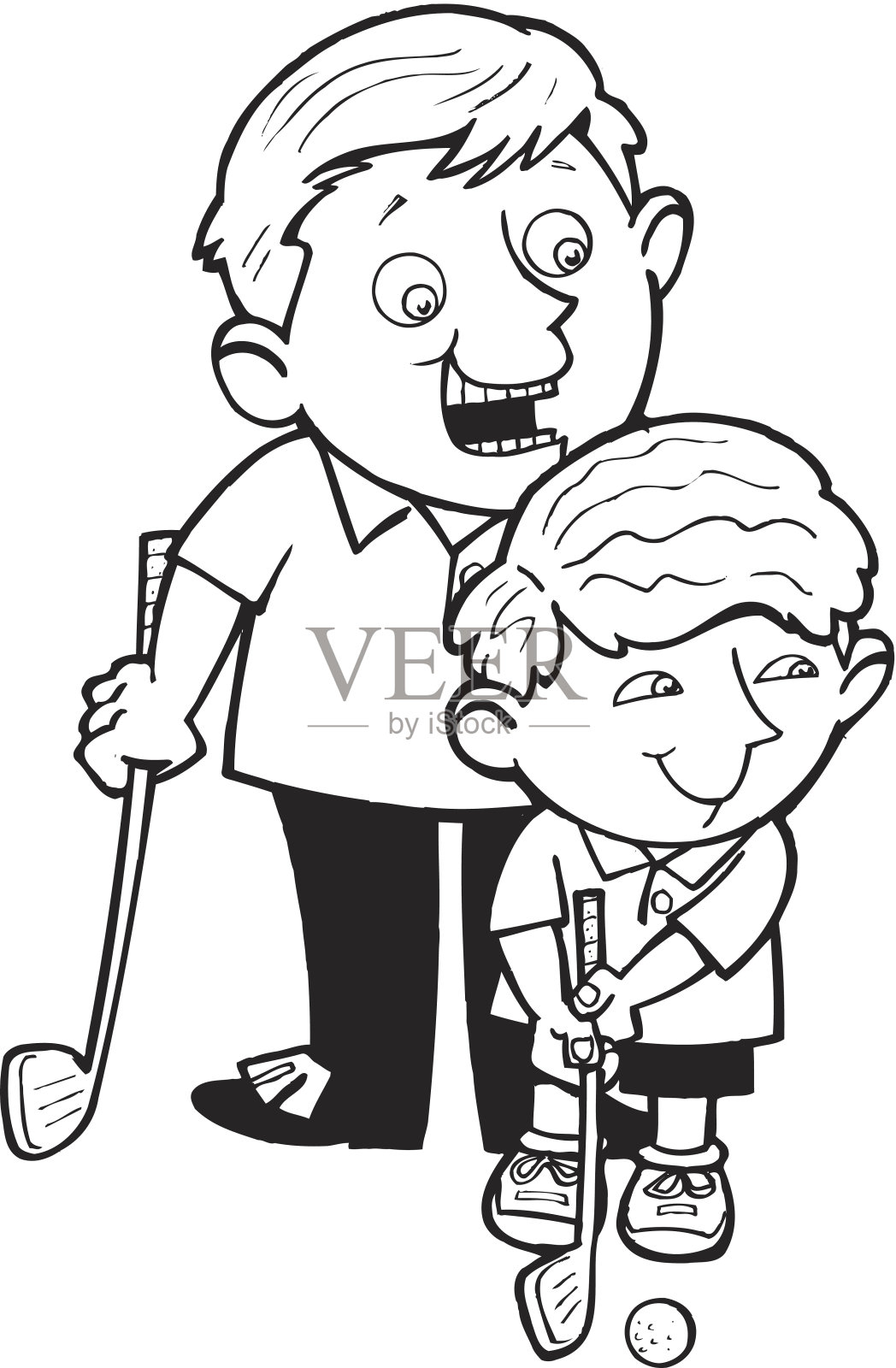 爸爸儿子打高尔夫球设计元素图片