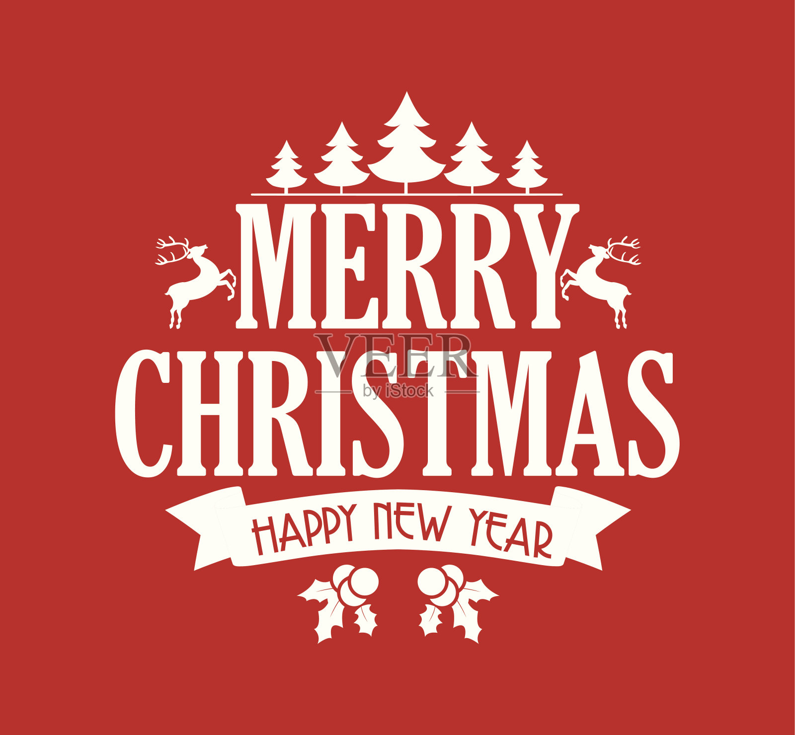 圣诞节复古风排版贺卡插画图片素材