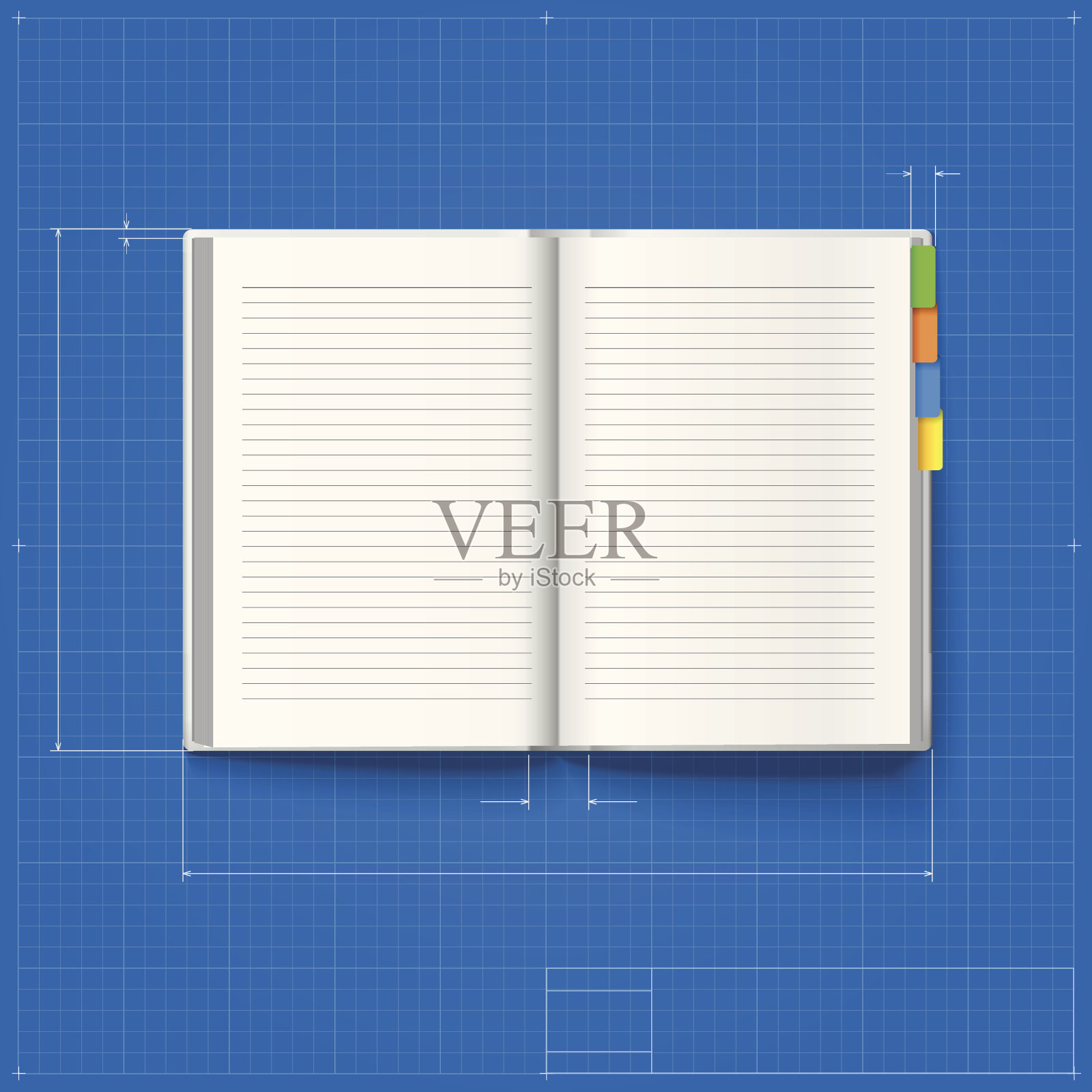 打开笔记本程式化的绘图插画图片素材