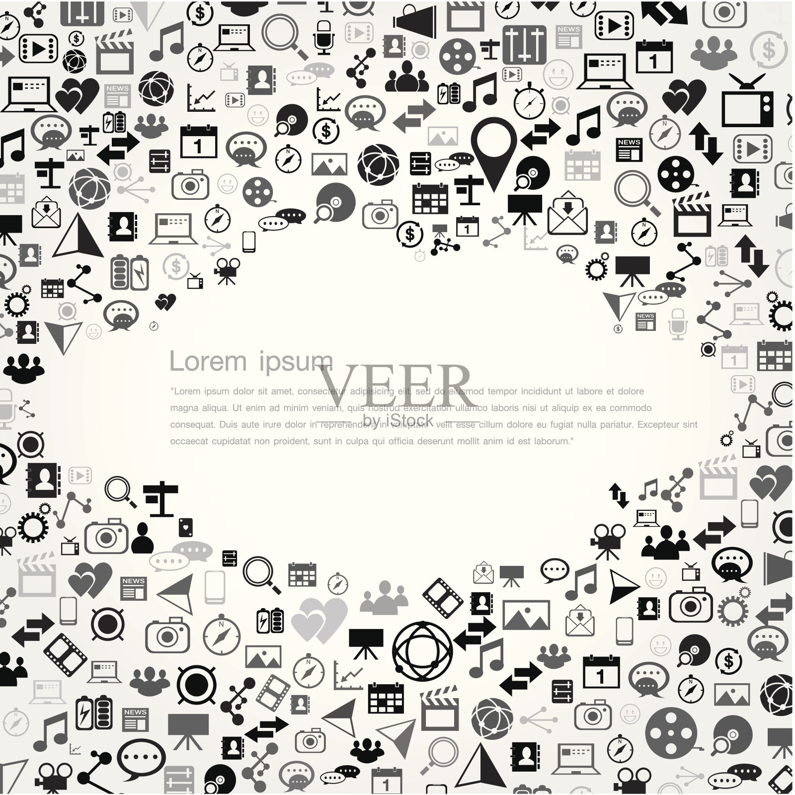 社交媒体灰色图标纹理在谈话云插画图片素材