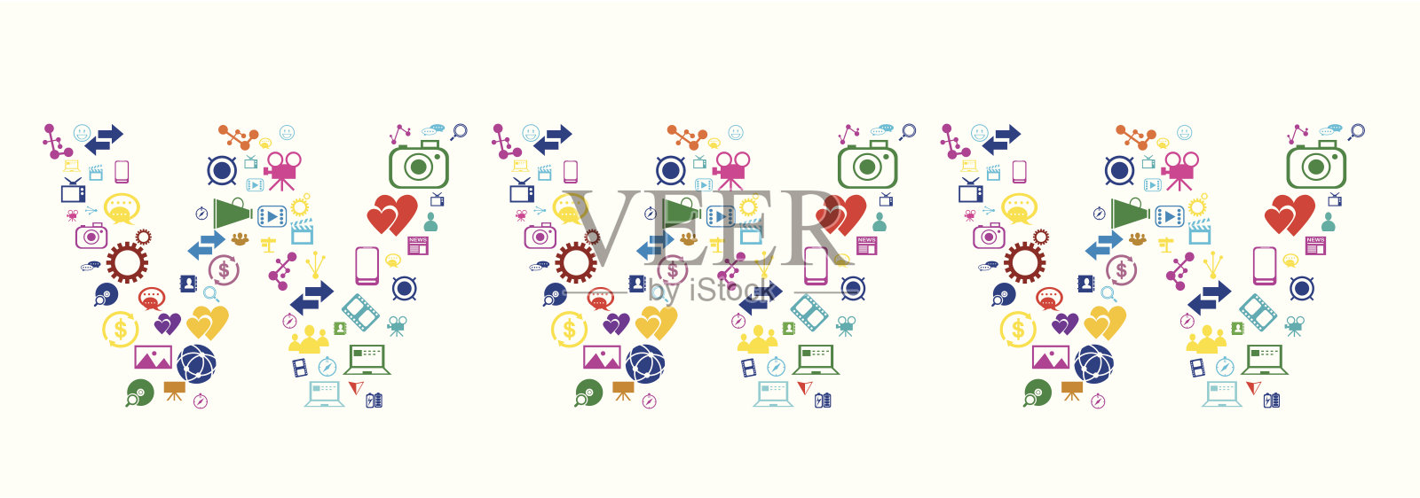 彩色图标单独字体:WWW插画图片素材