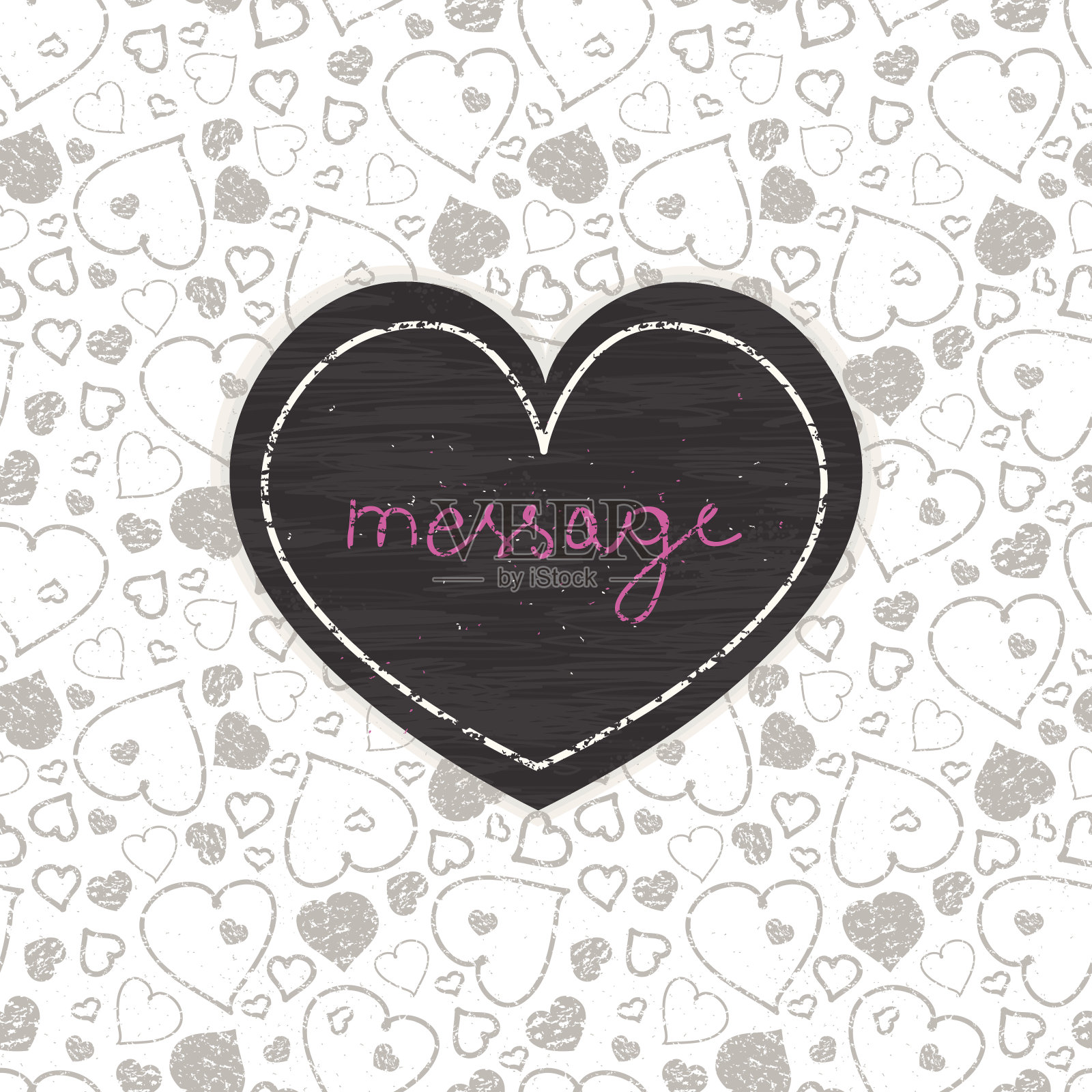 黑板艺术心框无缝图案背景插画图片素材