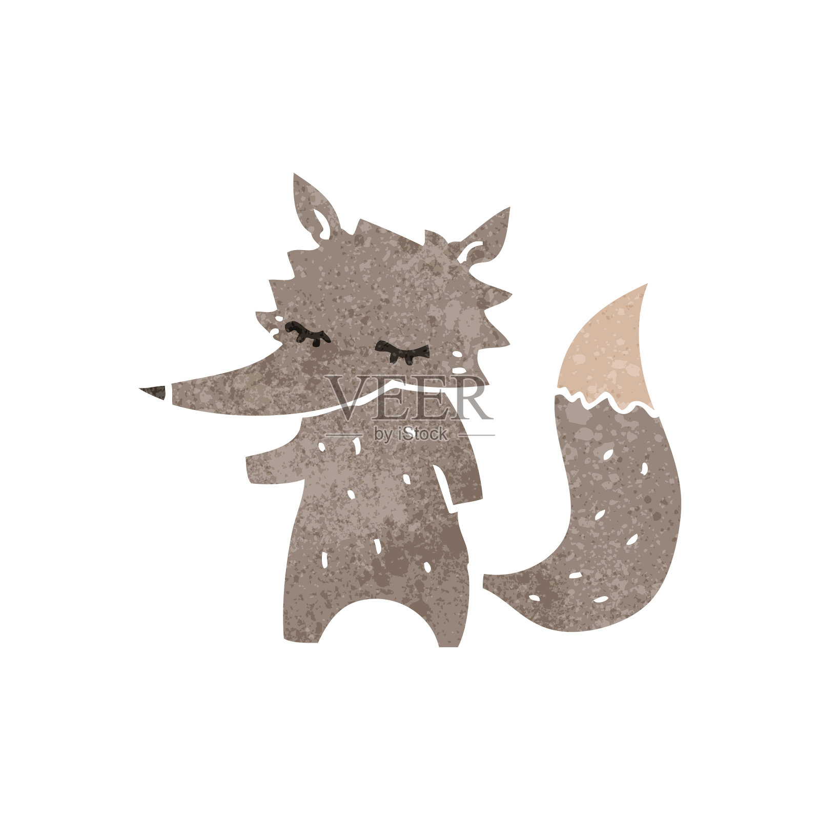 复古卡通小狼设计元素图片