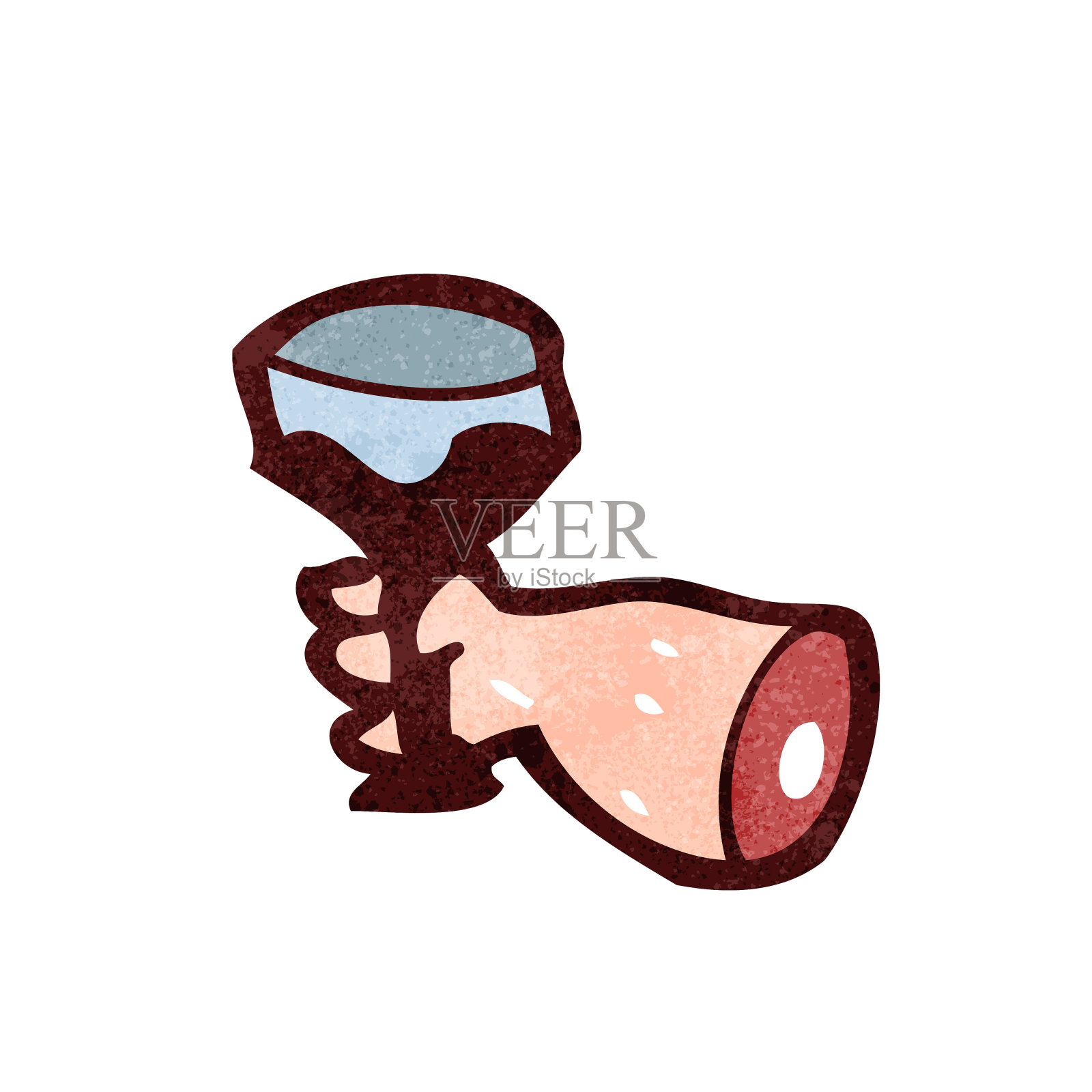 复古卡通手与葡萄酒杯设计元素图片