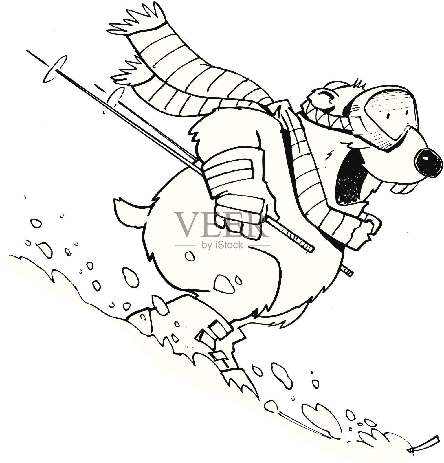 土拨鼠滑雪插画图片素材