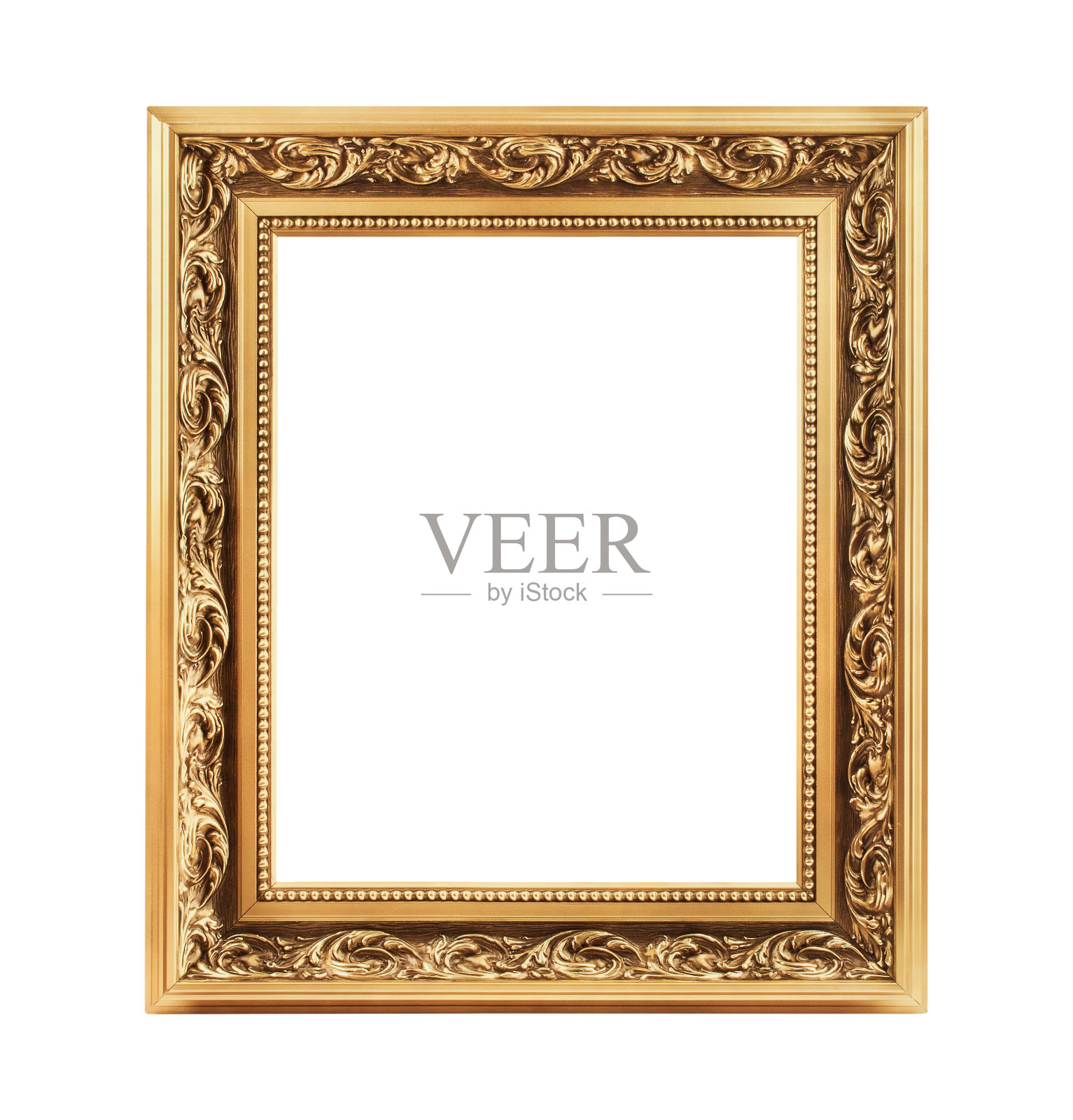 空的金色框架孤立在白色照片摄影图片