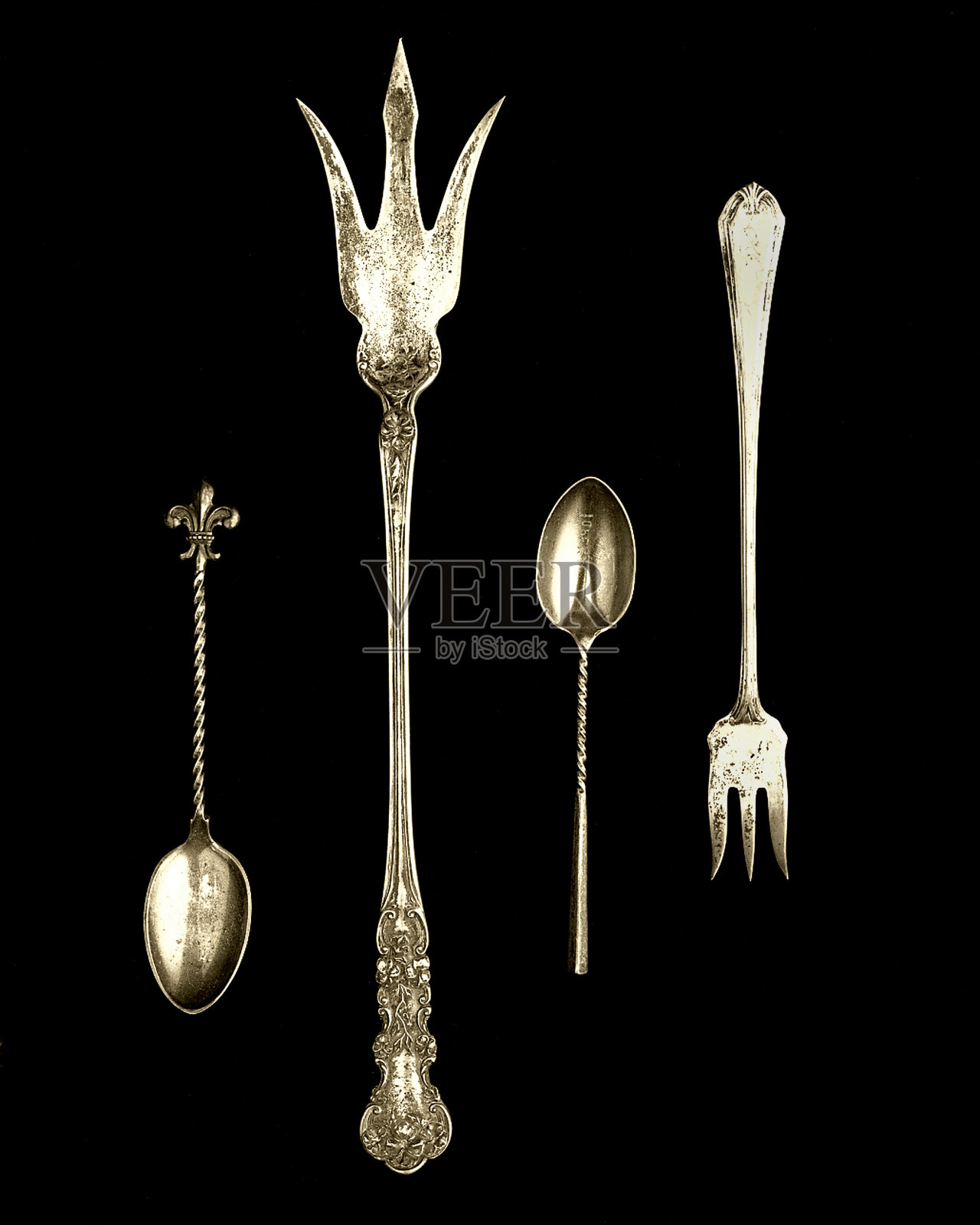 古董银制品照片摄影图片