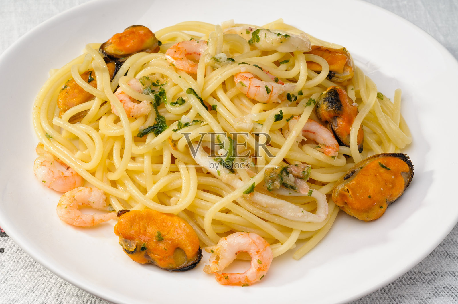 海鲜意大利面照片摄影图片