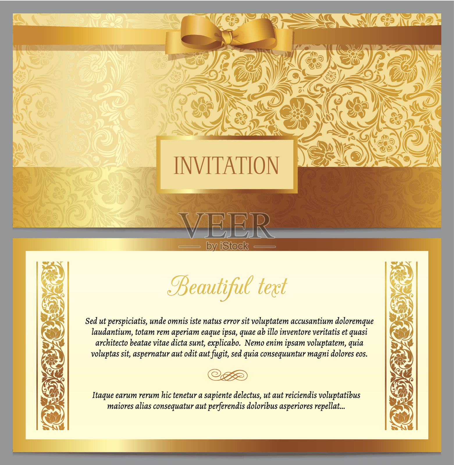 集矢量复古奢华横卧邀请设计模板素材