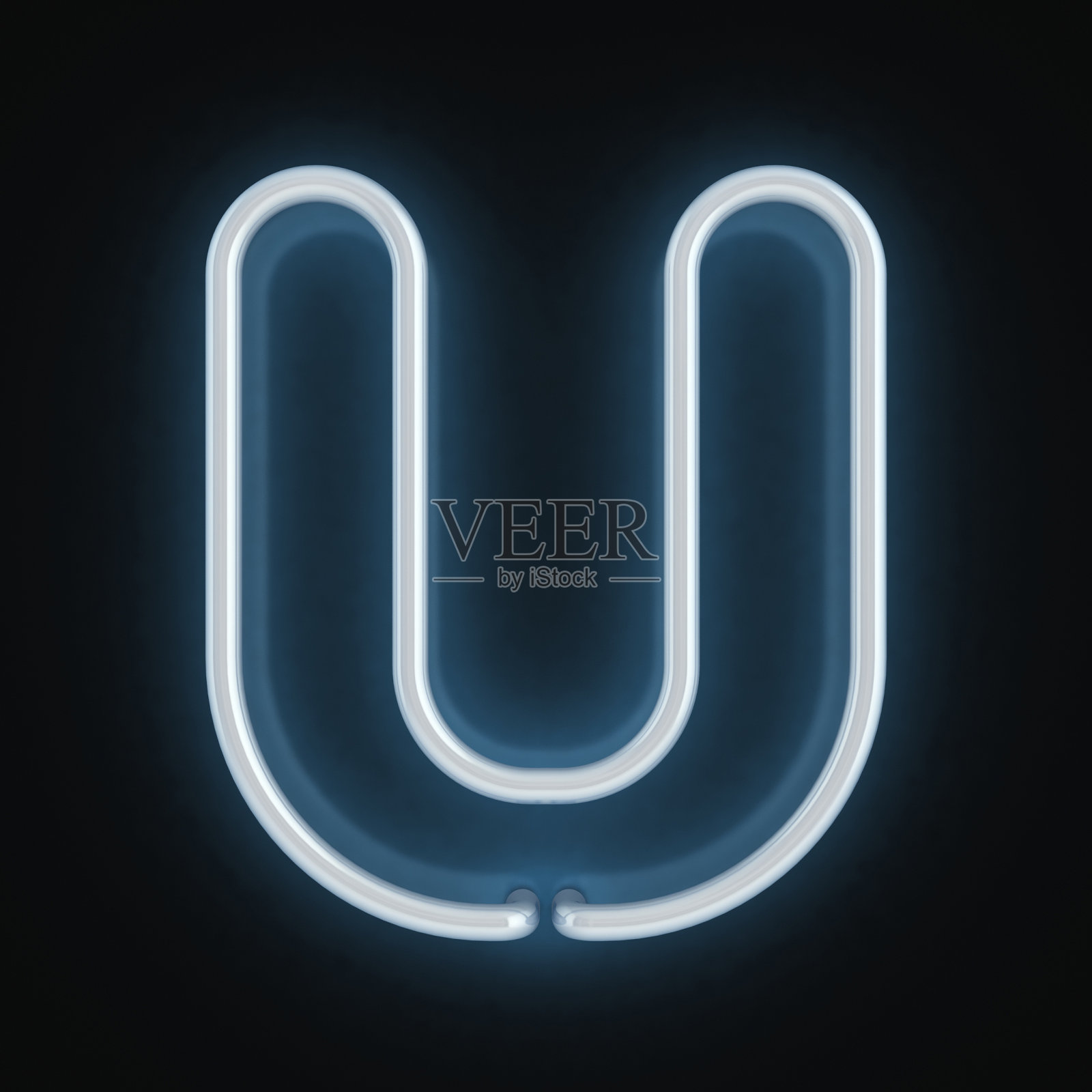 霓虹3d字体字母U照片摄影图片