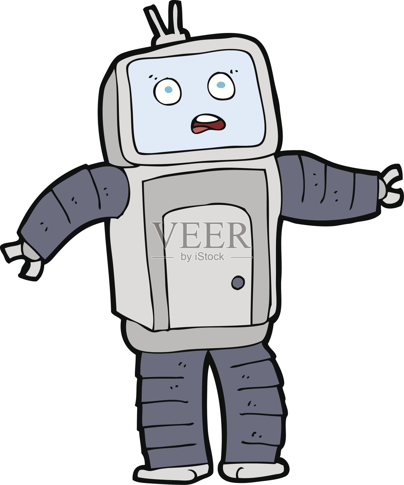 卡通有趣的机器人插画图片素材