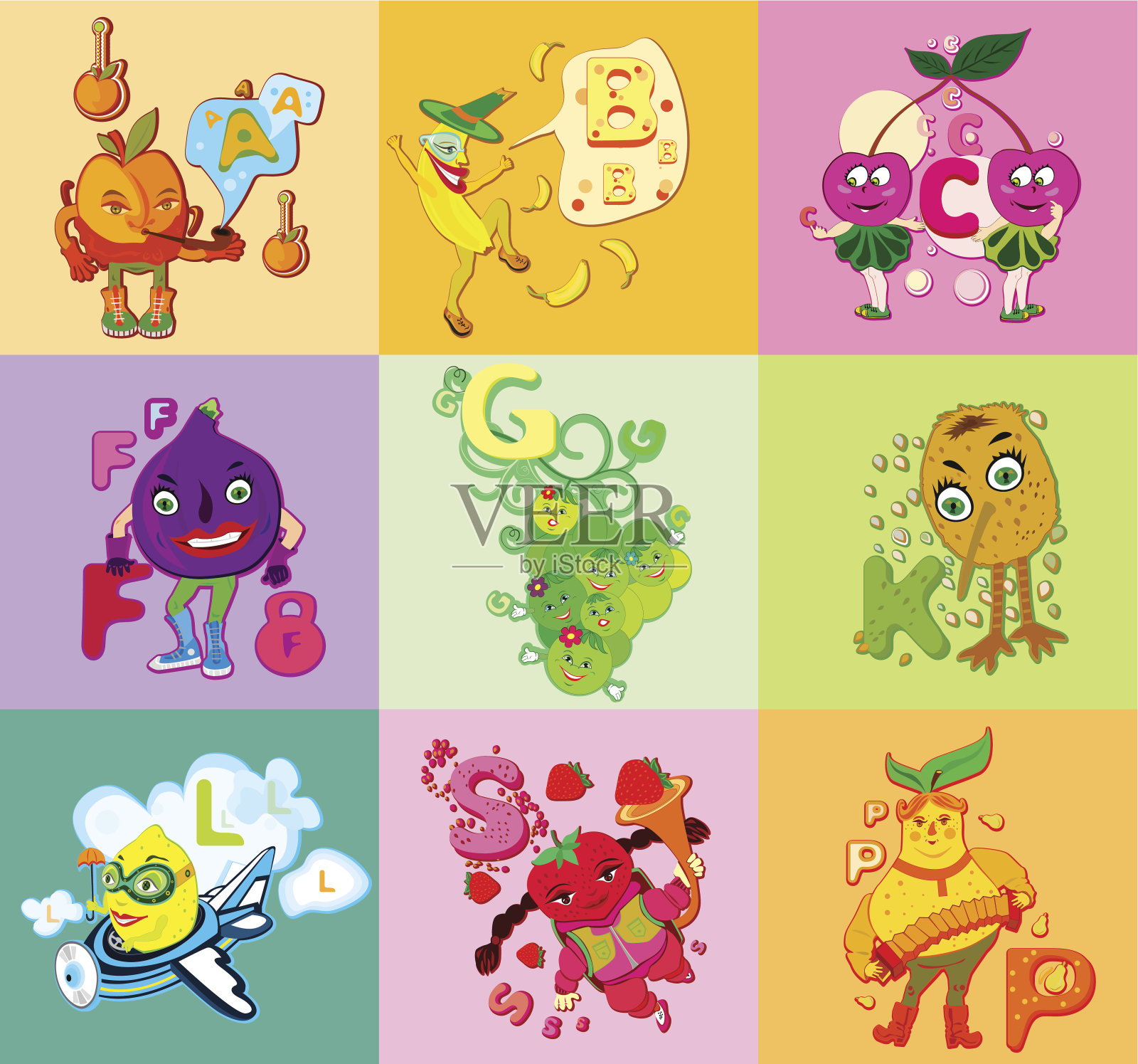 信有趣的水果插画图片素材