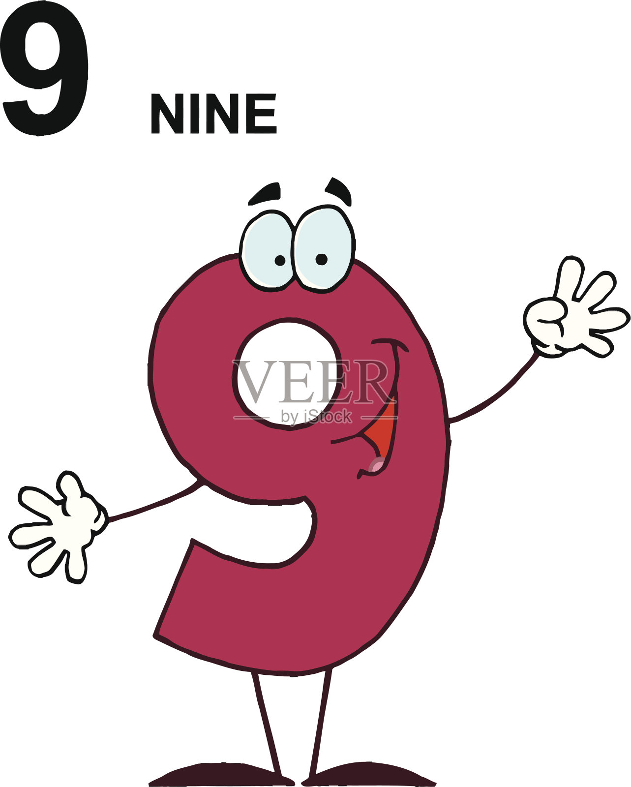 快乐的九号和短信插画图片素材