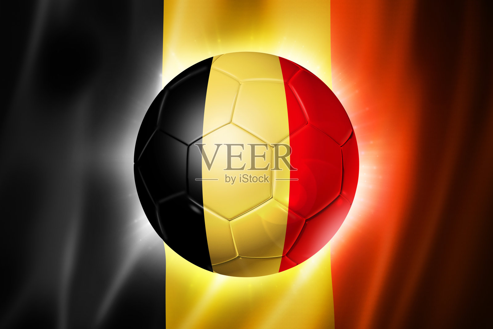 带有比利时国旗的足球照片摄影图片