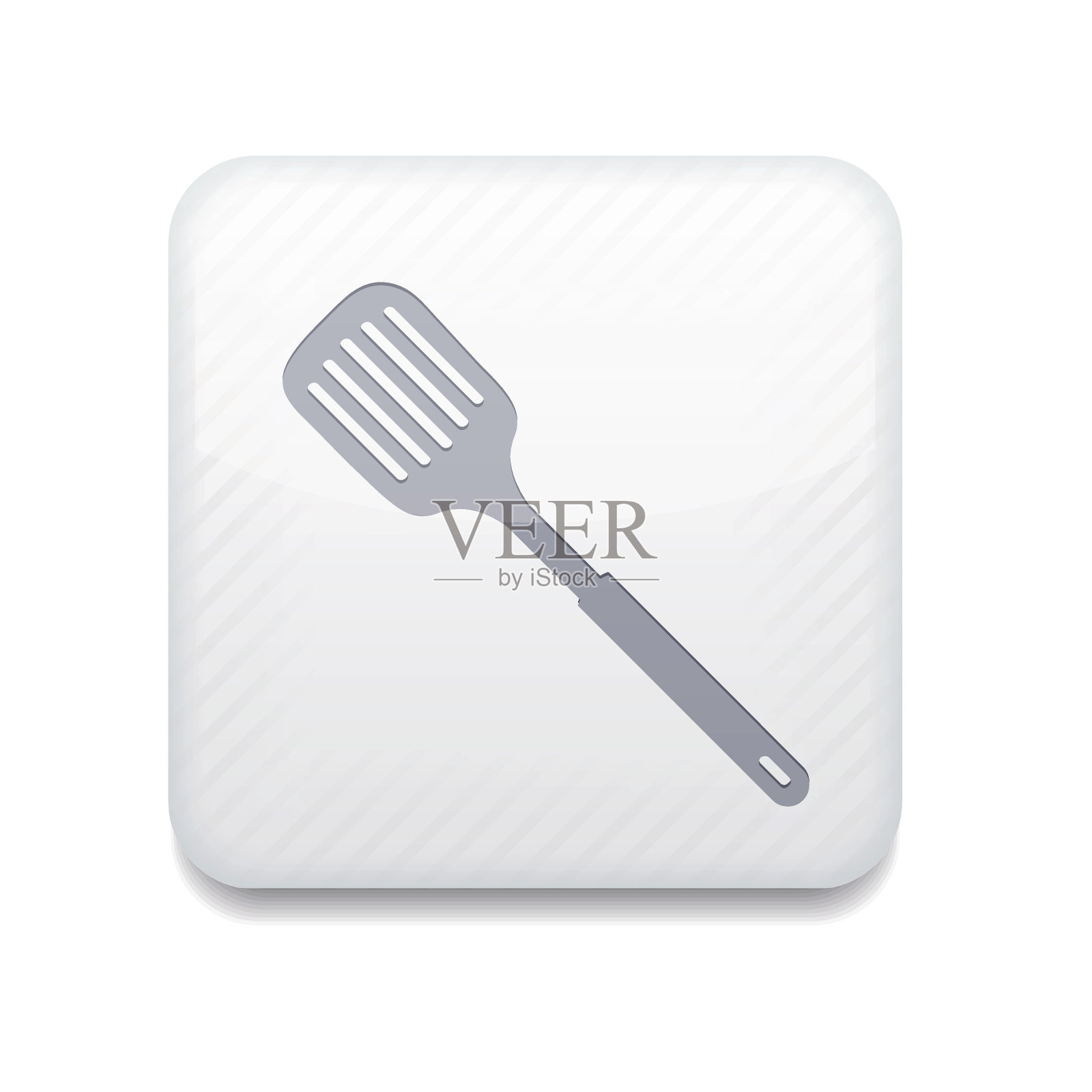 矢量白色开槽厨房勺子图标。Eps10。容易编辑插画图片素材