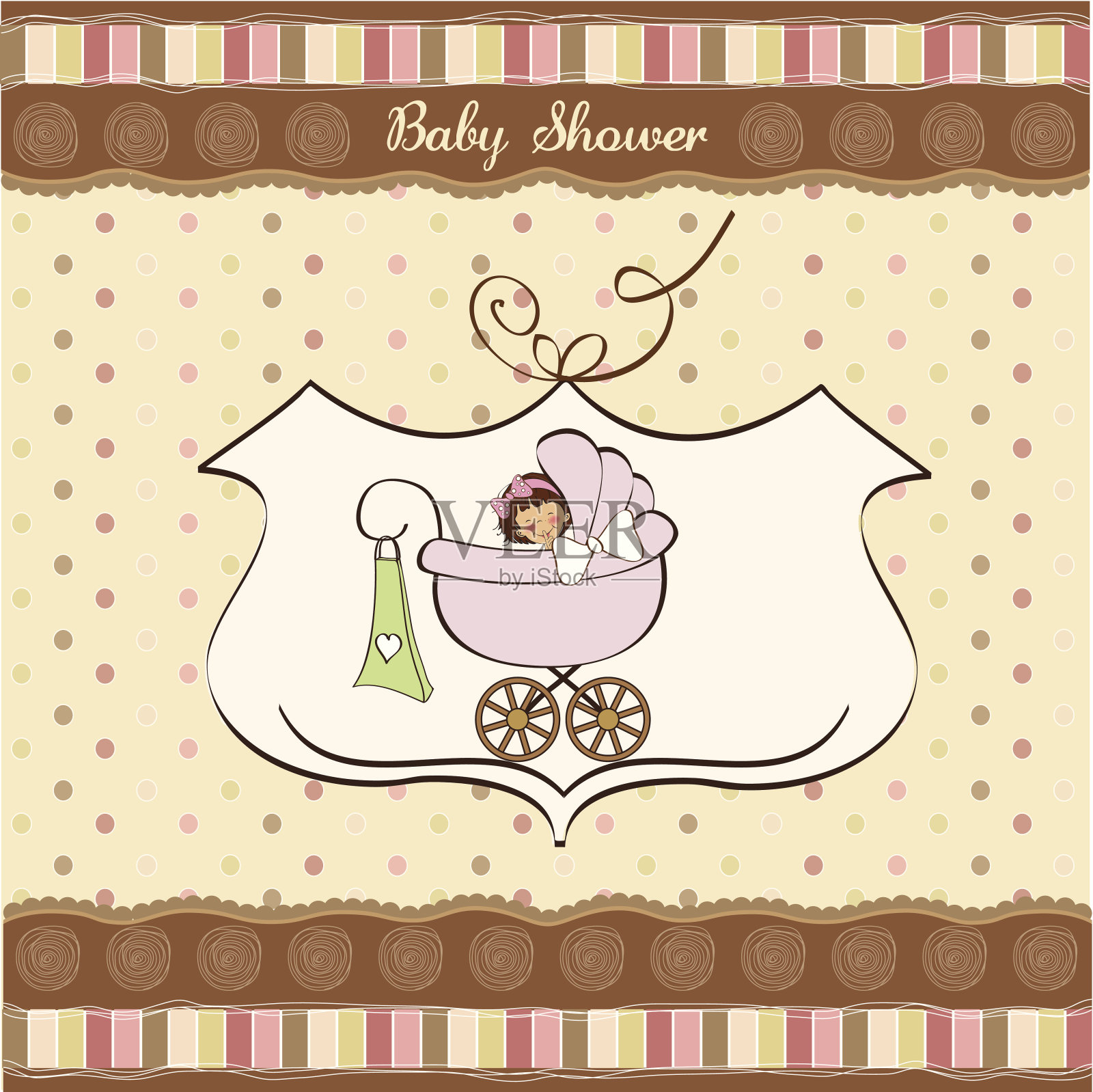 女婴通告卡插画图片素材