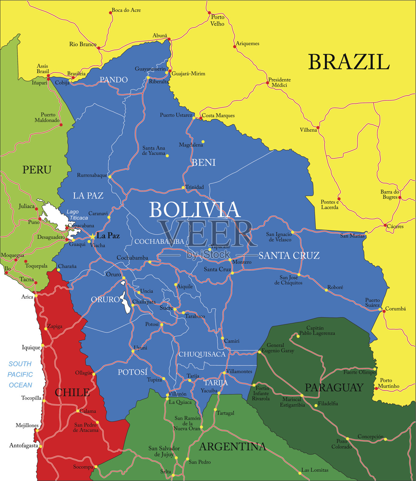 玻利维亚地图插画图片素材