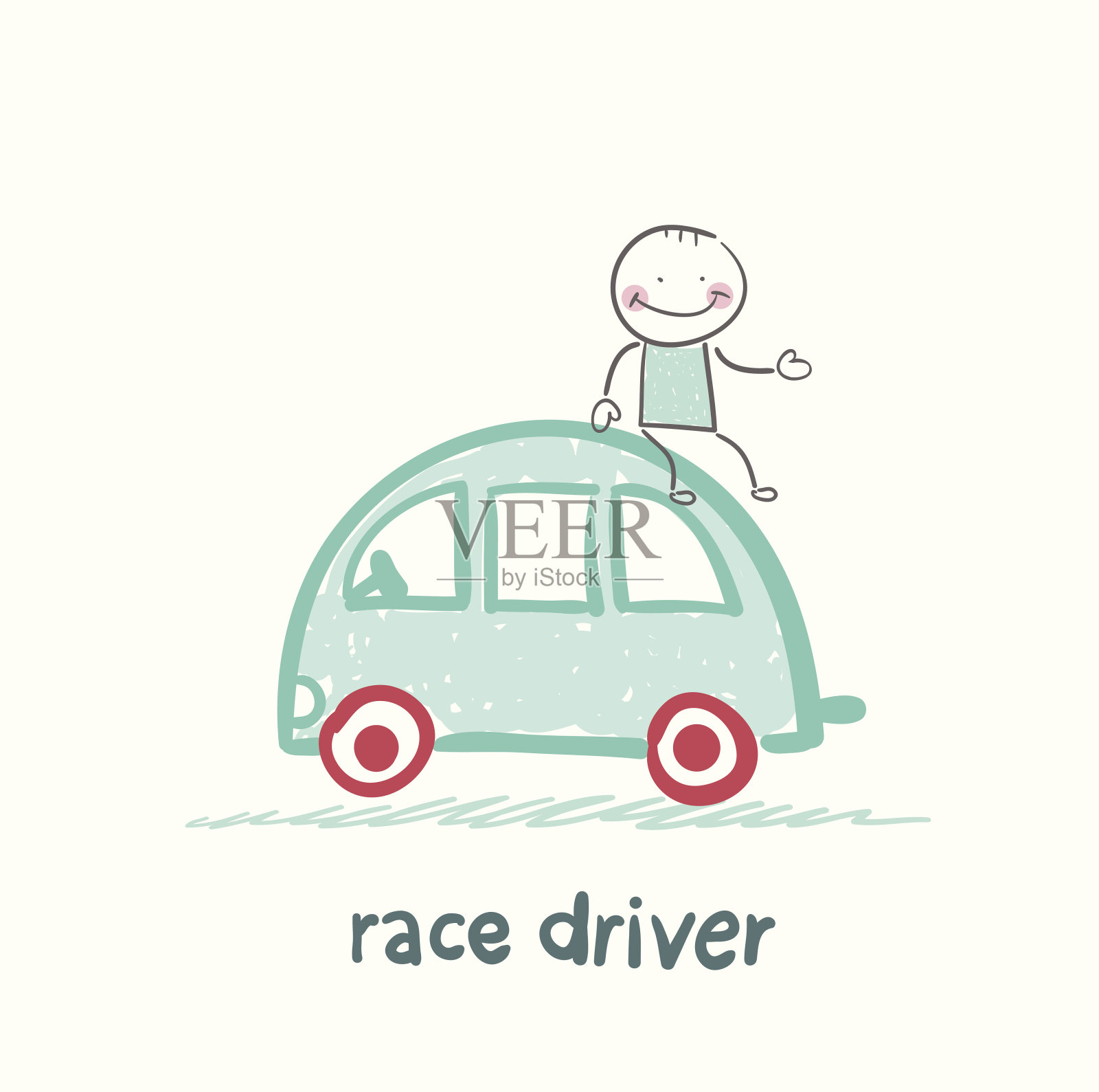 赛车手坐在机器上插画图片素材