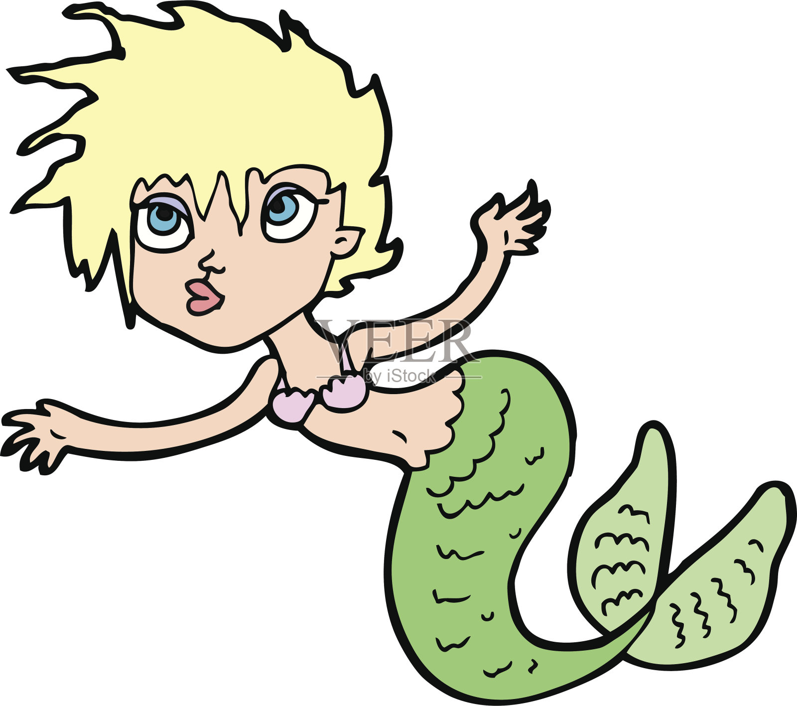 卡通美人鱼插画图片素材