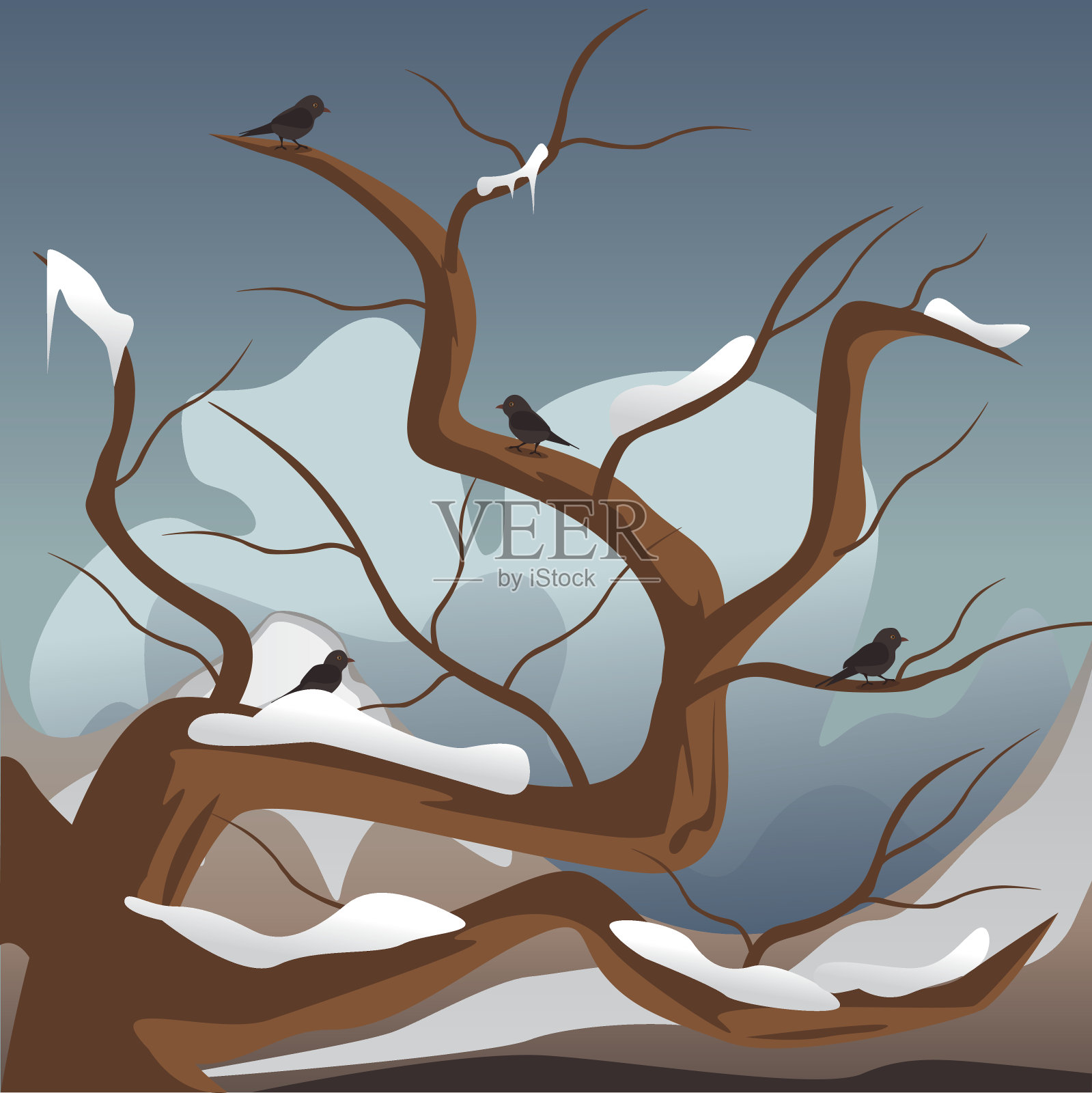 冬天的风景设计元素图片