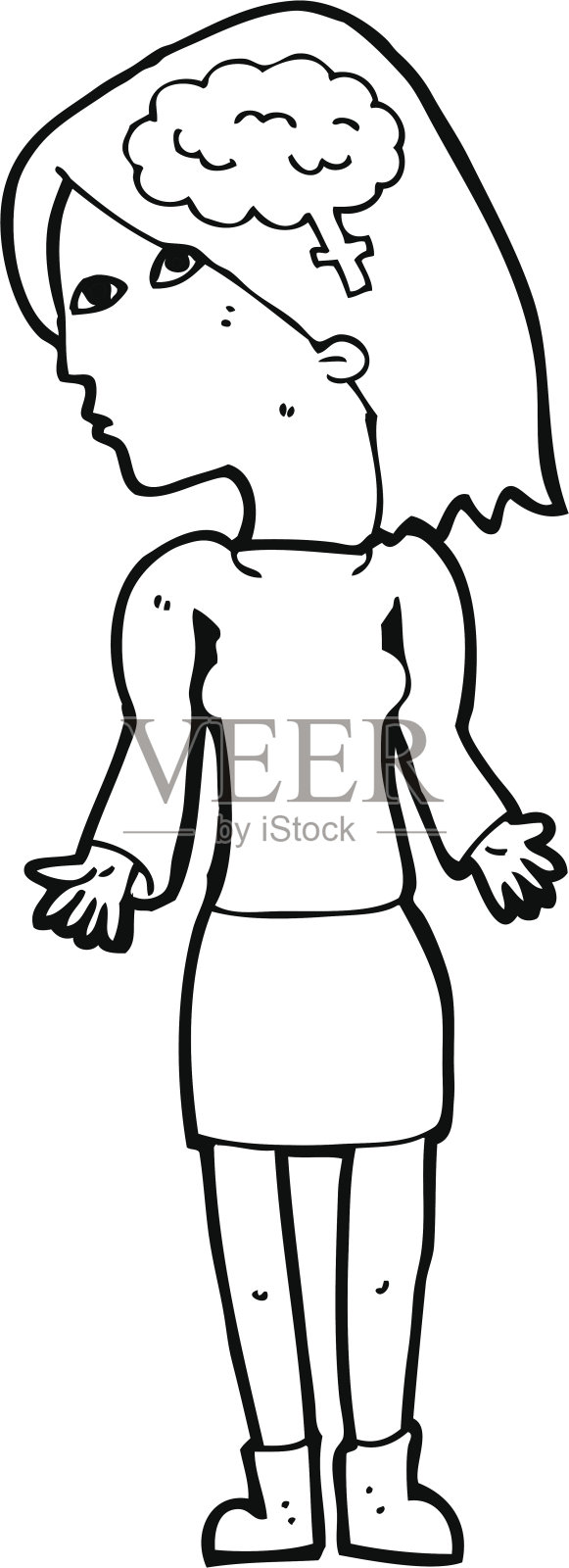 卡通聪明的女人耸了耸肩设计元素图片