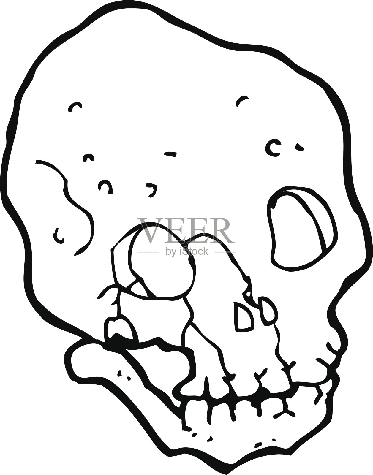 卡通怪异头骨插画图片素材