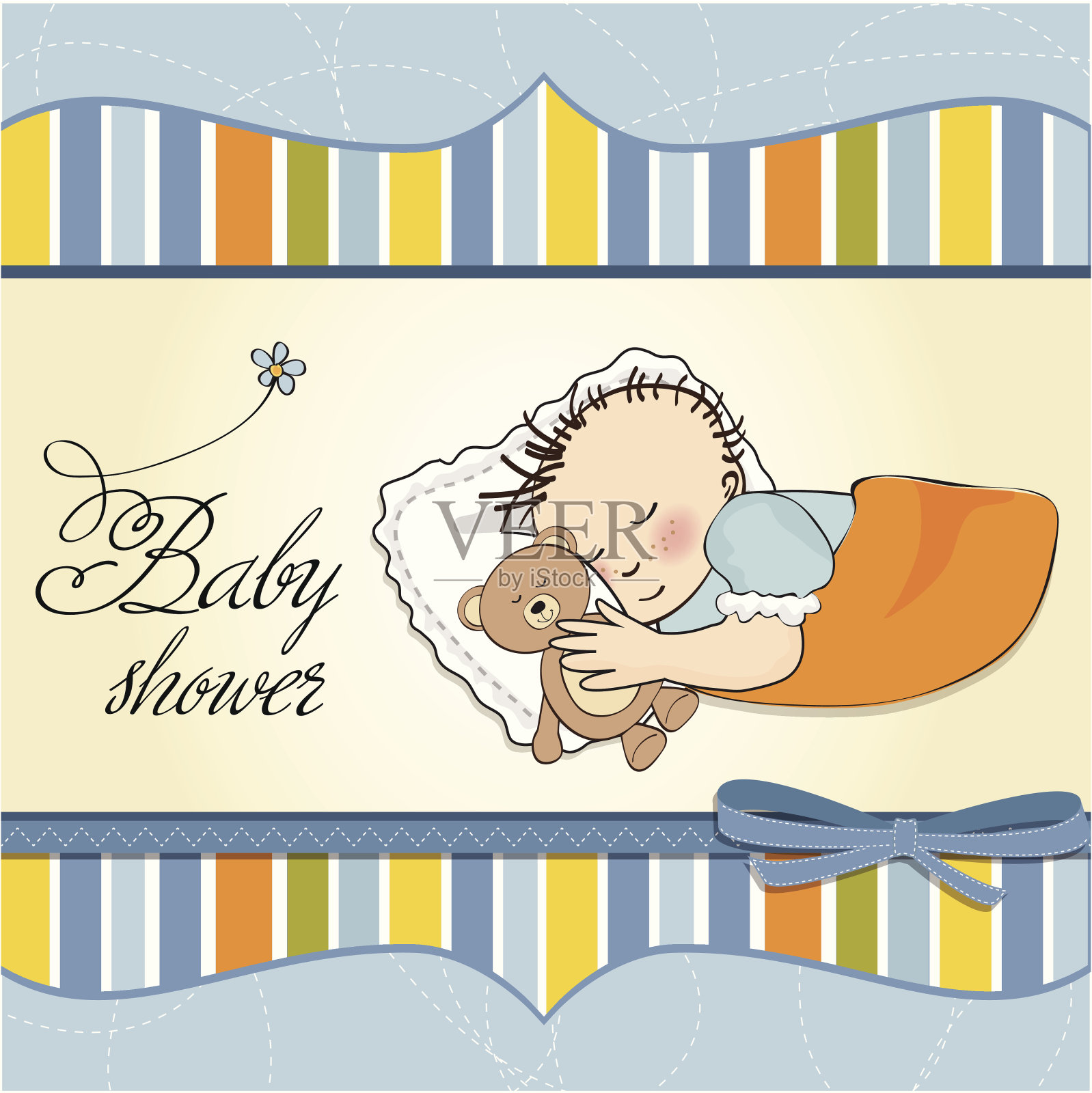 婴儿送礼卡和小男孩设计模板素材