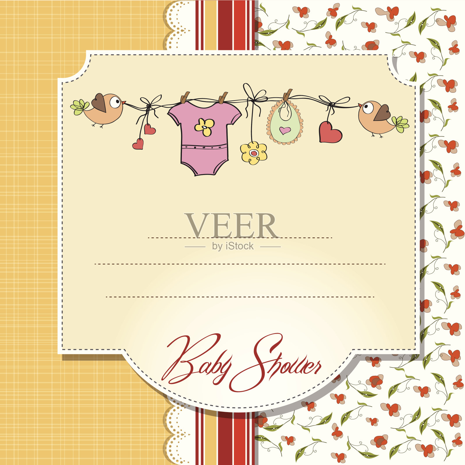 女婴淋浴卡设计模板素材