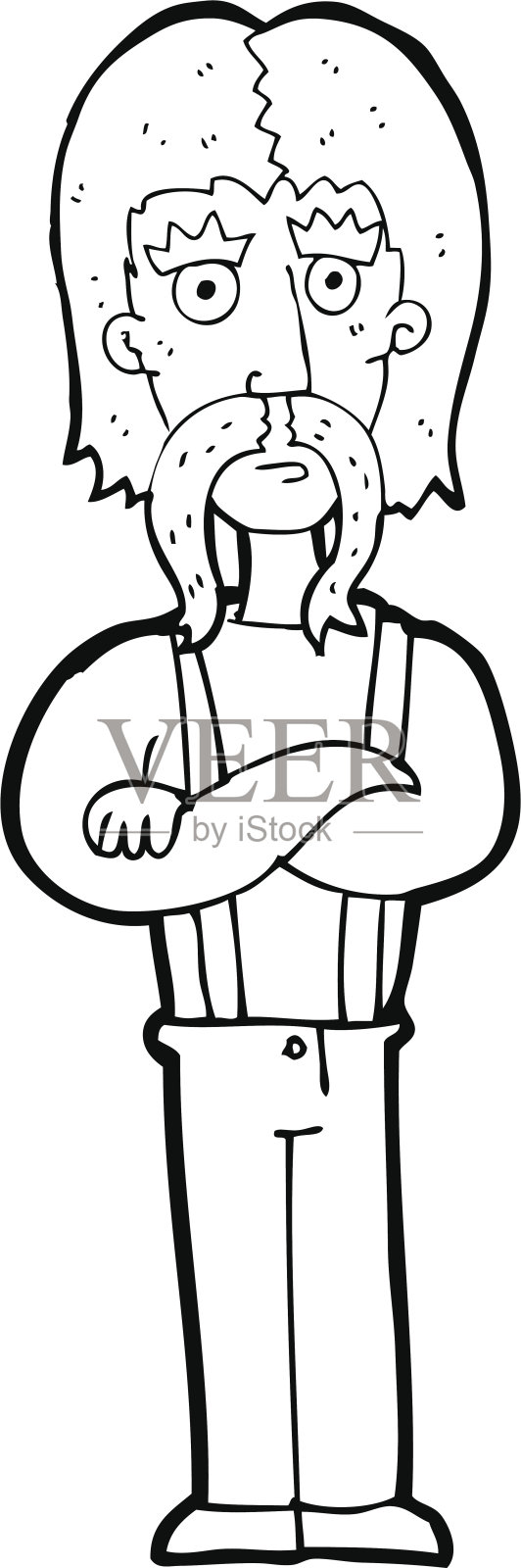 卡通长胡子男人，双臂交叉设计元素图片