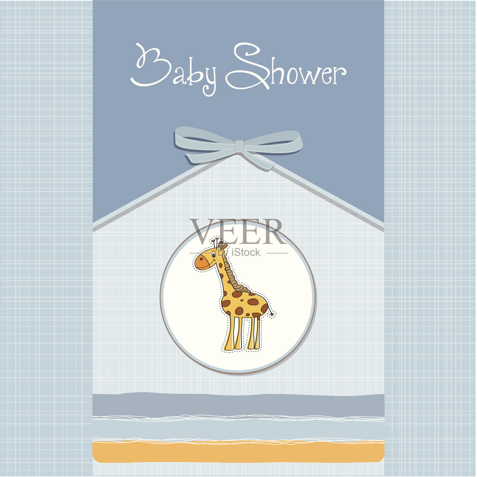 新生儿通告卡和长颈鹿插画图片素材