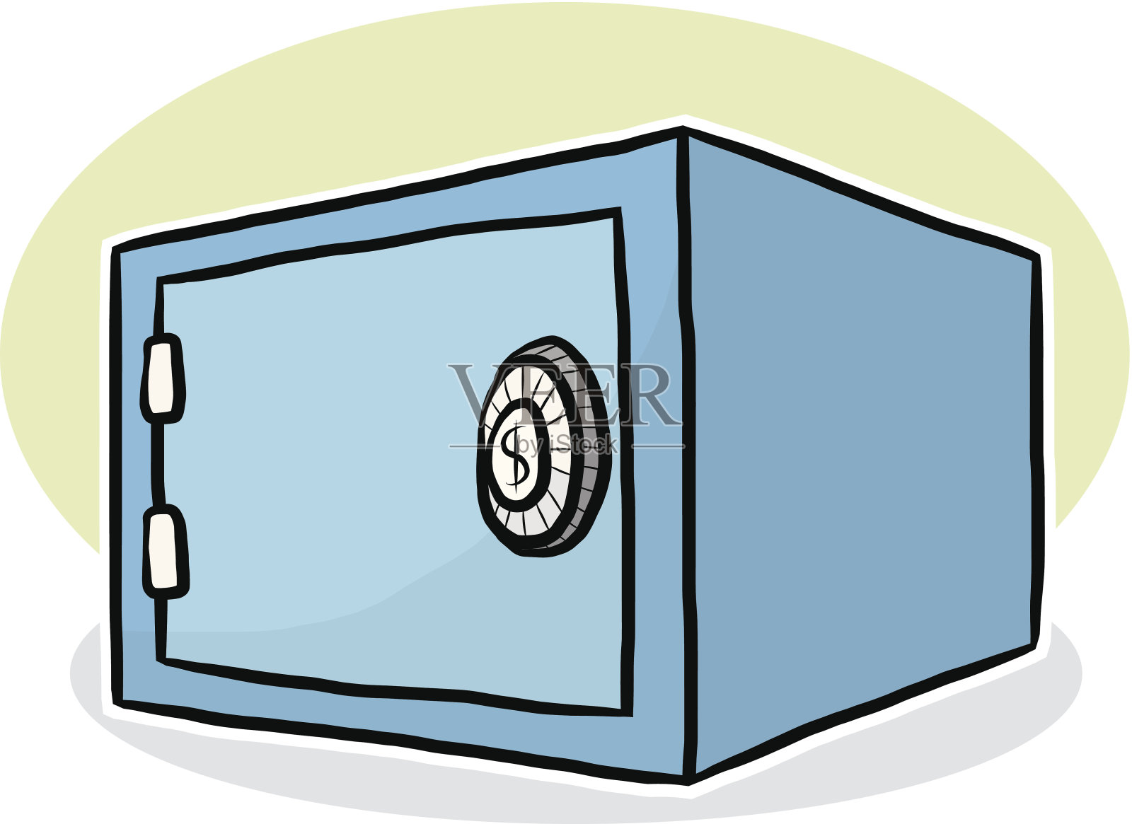 蓝色保险箱卡通插画图片素材