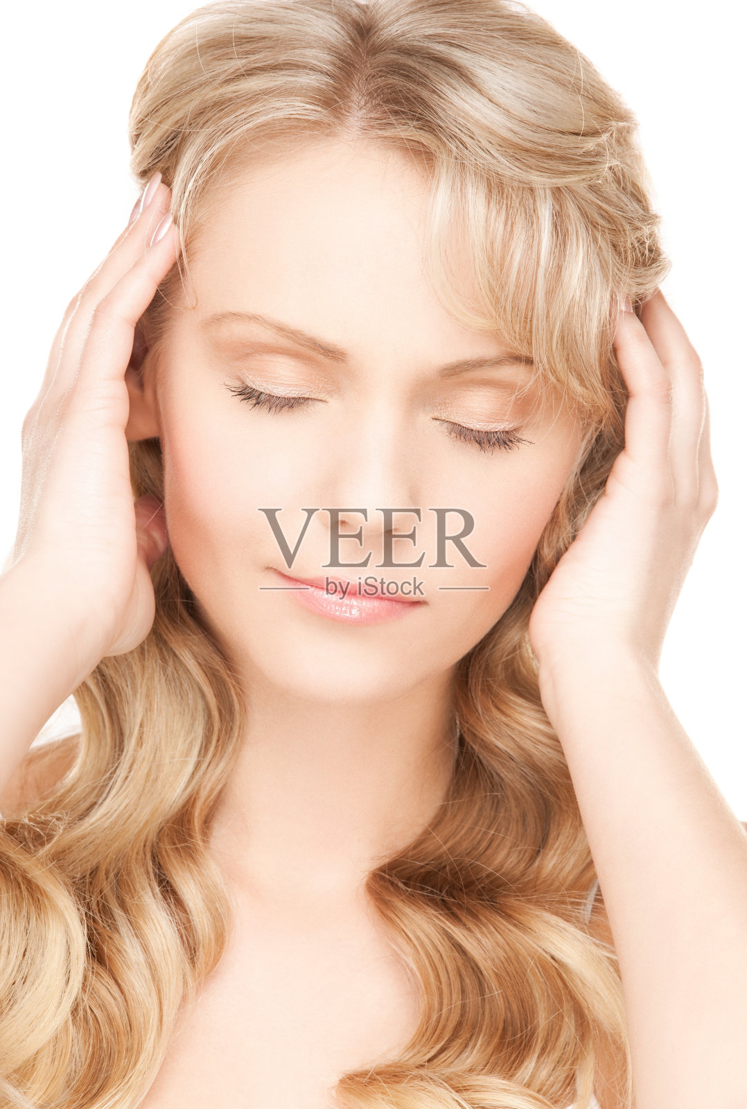 长发焦虑的女人照片摄影图片