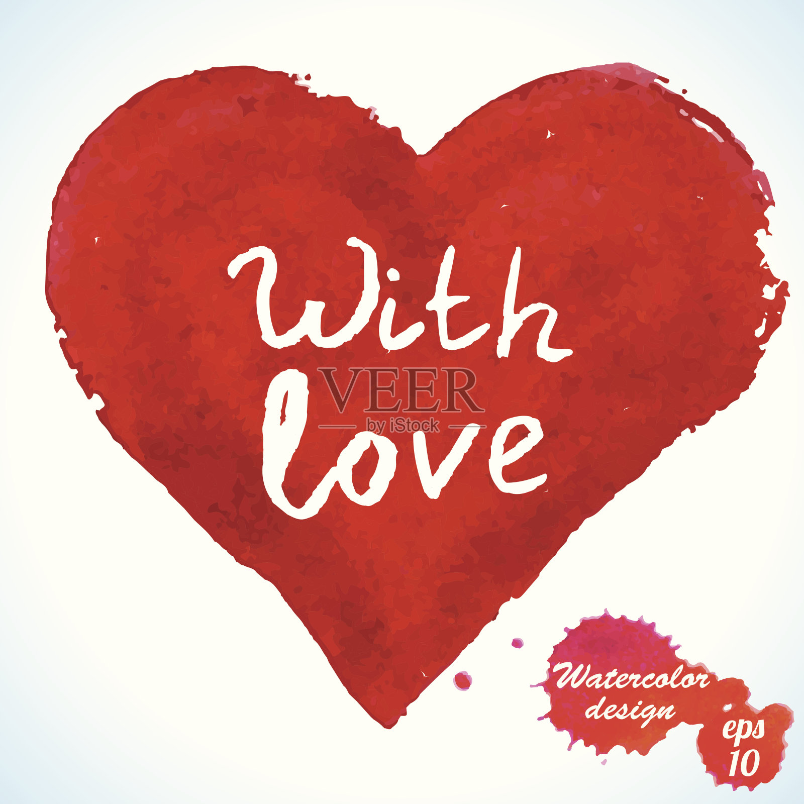 水彩心孤立在白色背景。插画图片素材