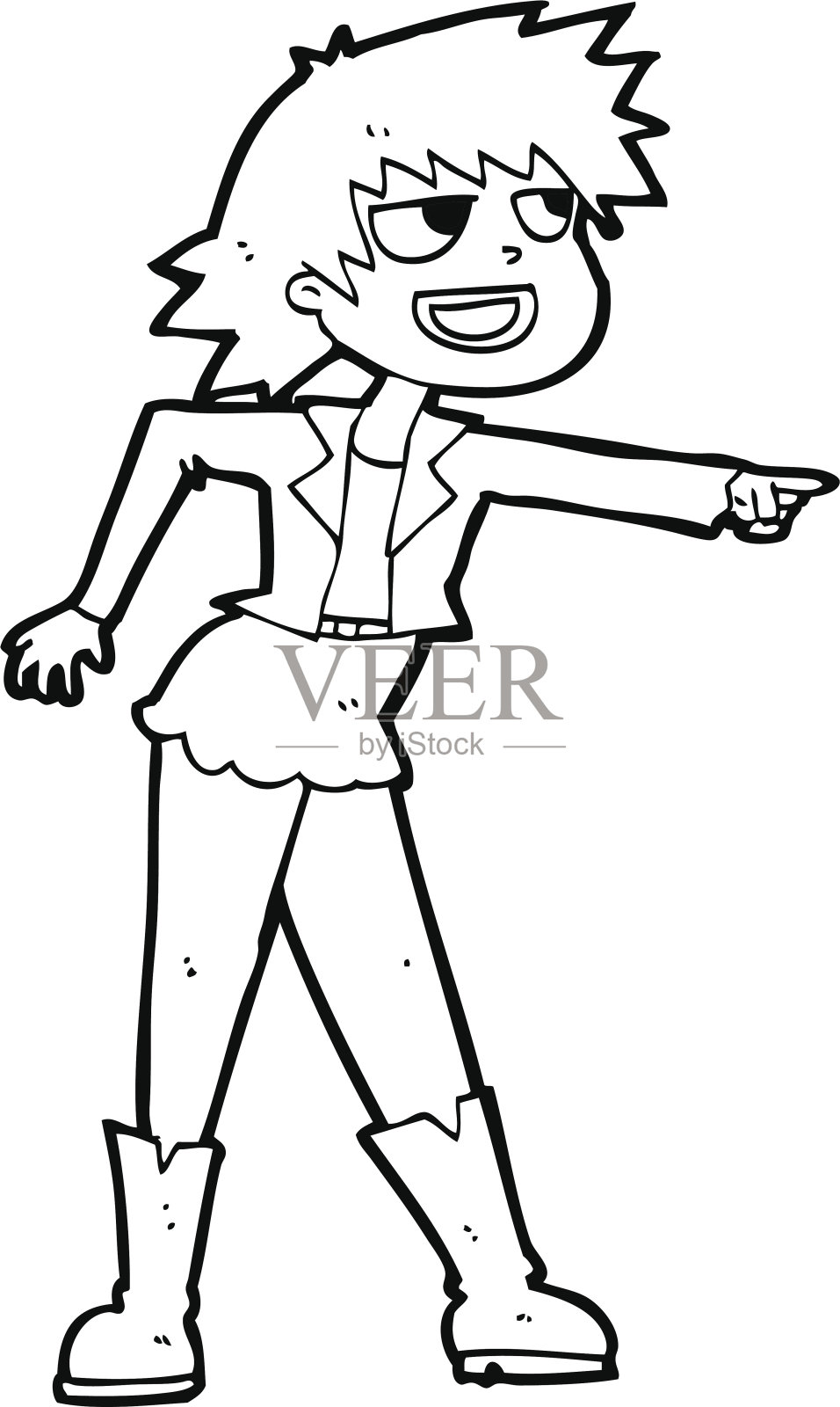 卡通女人指向设计元素图片