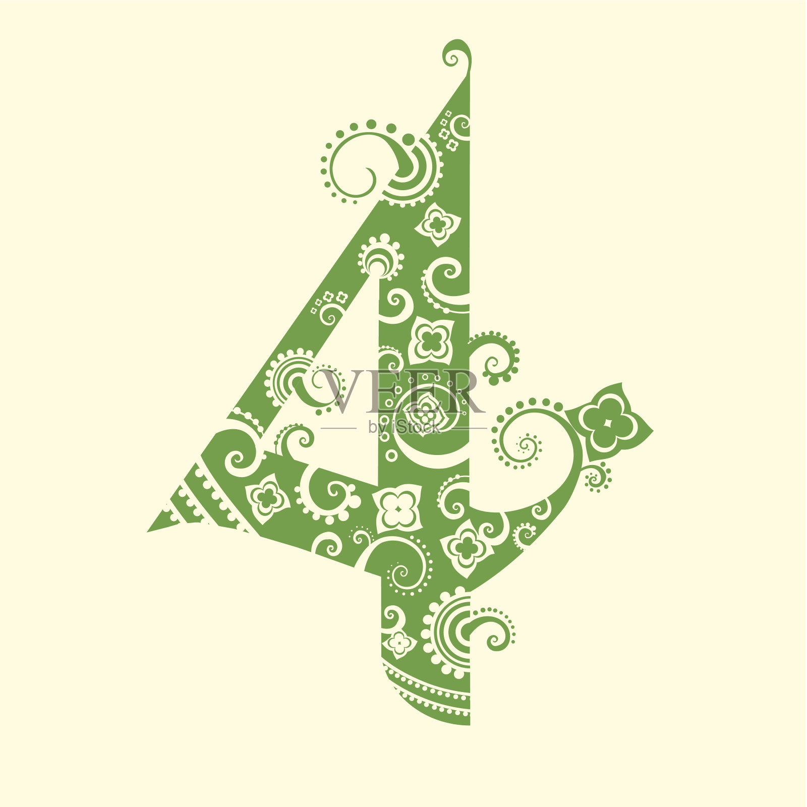 四号是绿色的插画图片素材