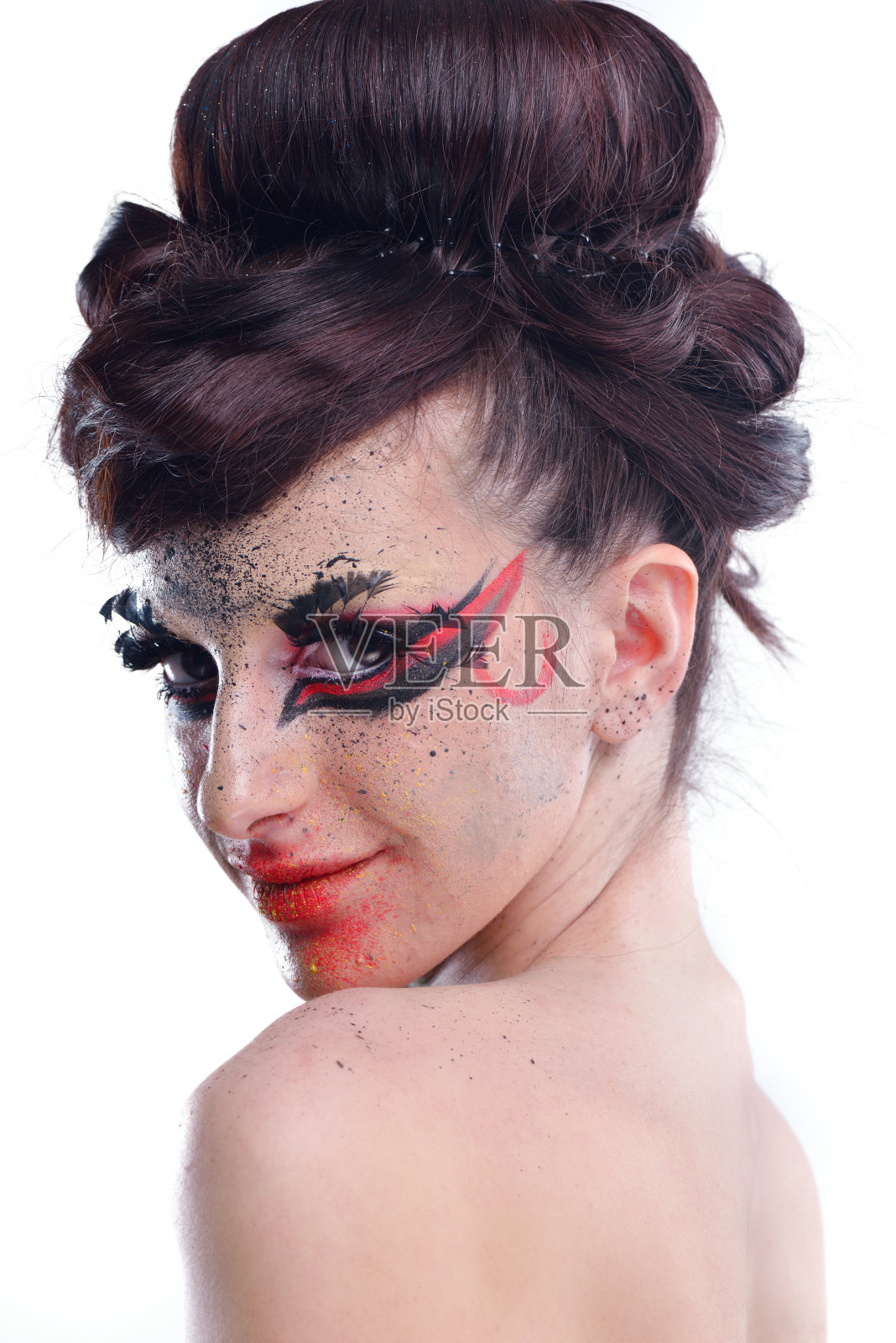 美丽的女人与奢侈的化妆照片摄影图片