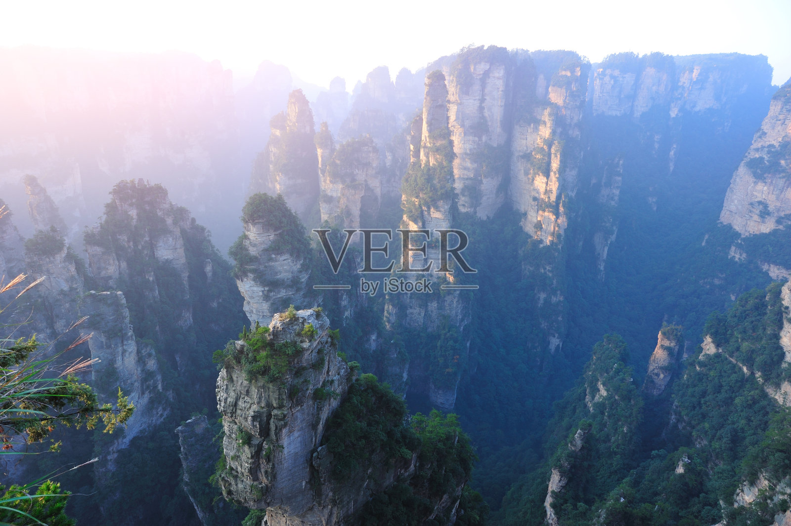 中国张家界国家公园的山地景观照片摄影图片