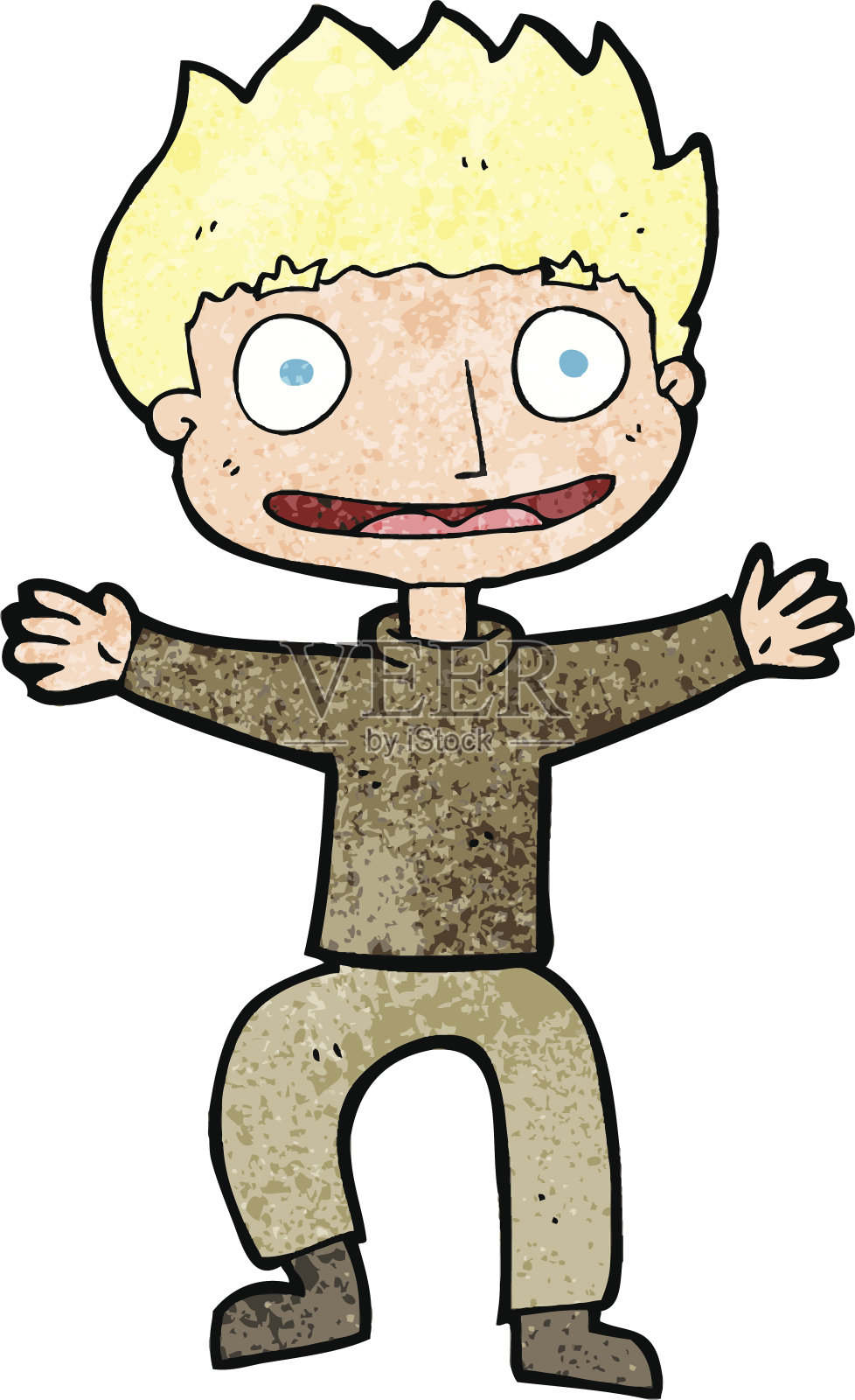 卡通咧着嘴笑的男孩设计元素图片