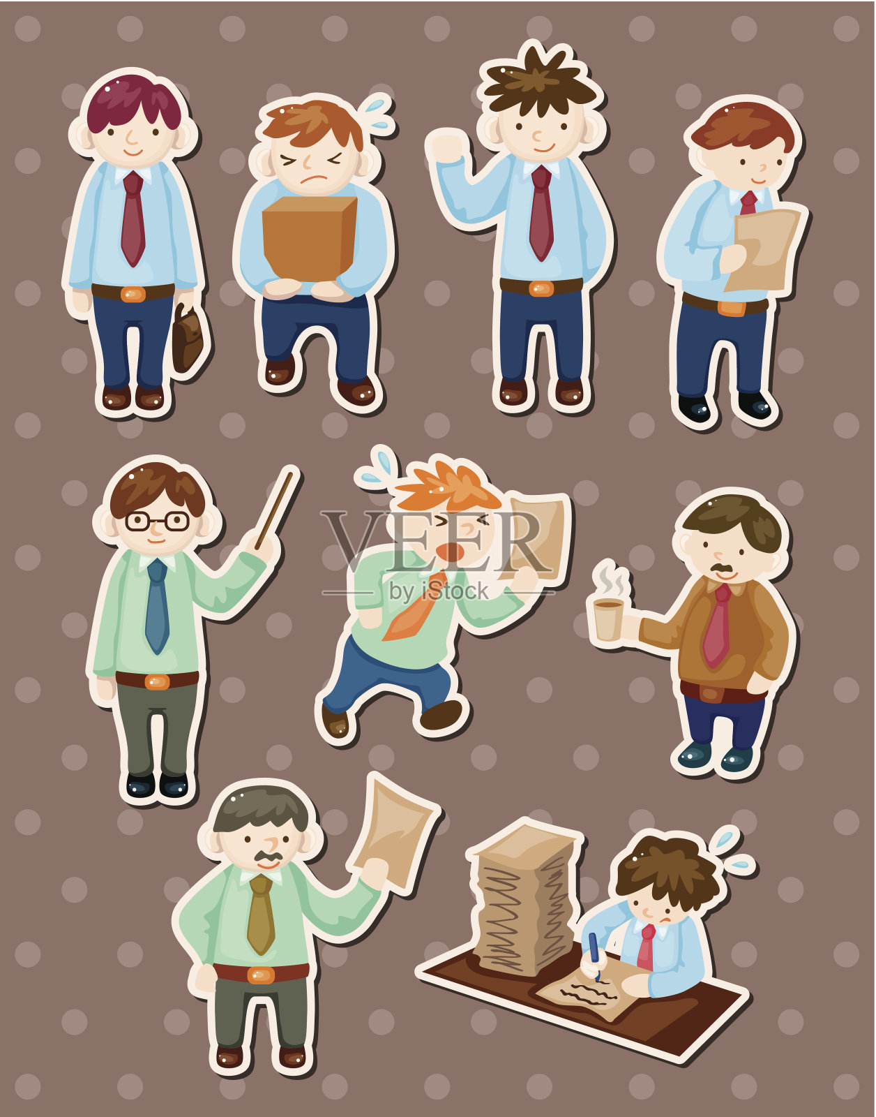 办公室人贴纸设计元素图片