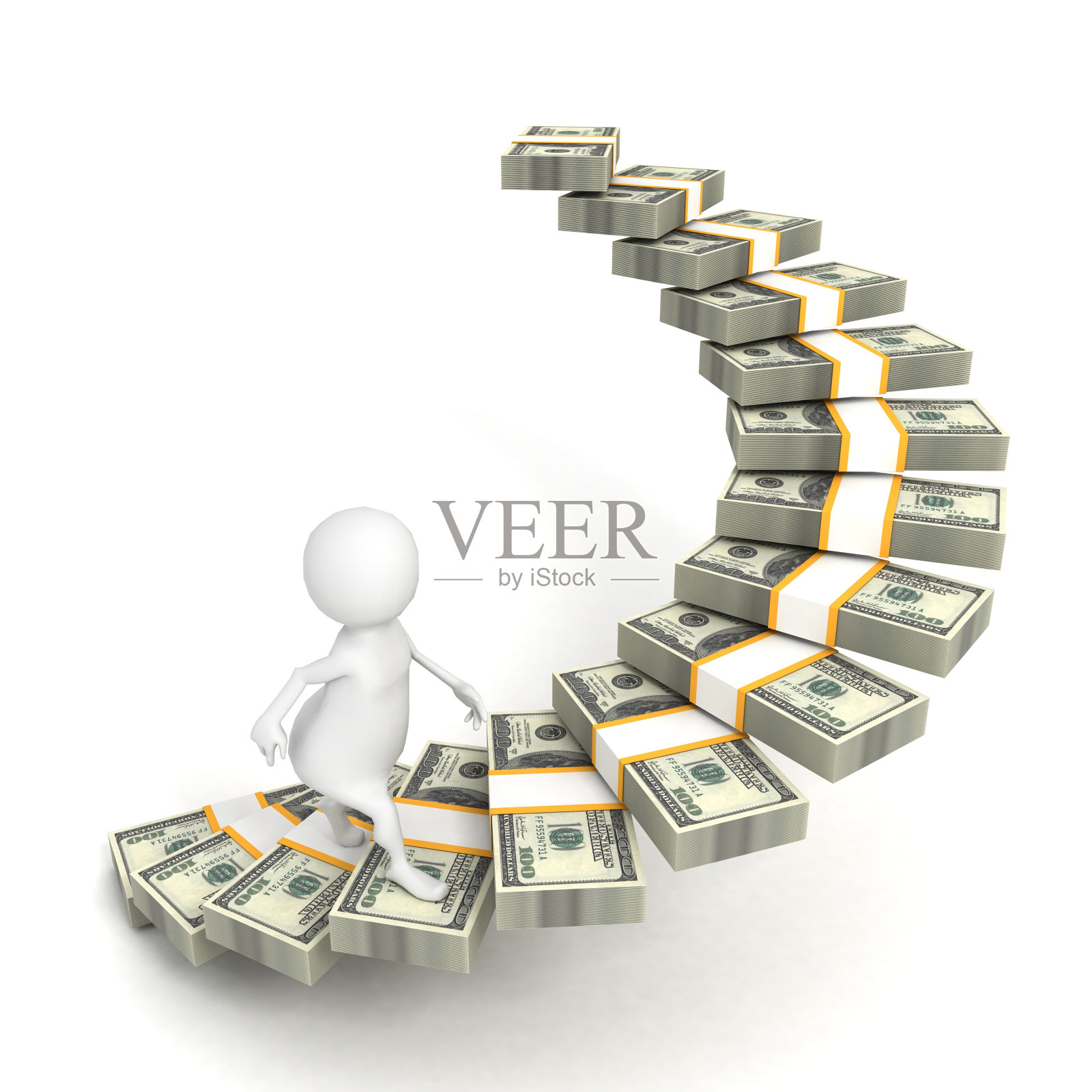 3d人人性的步骤美元包梯子照片摄影图片