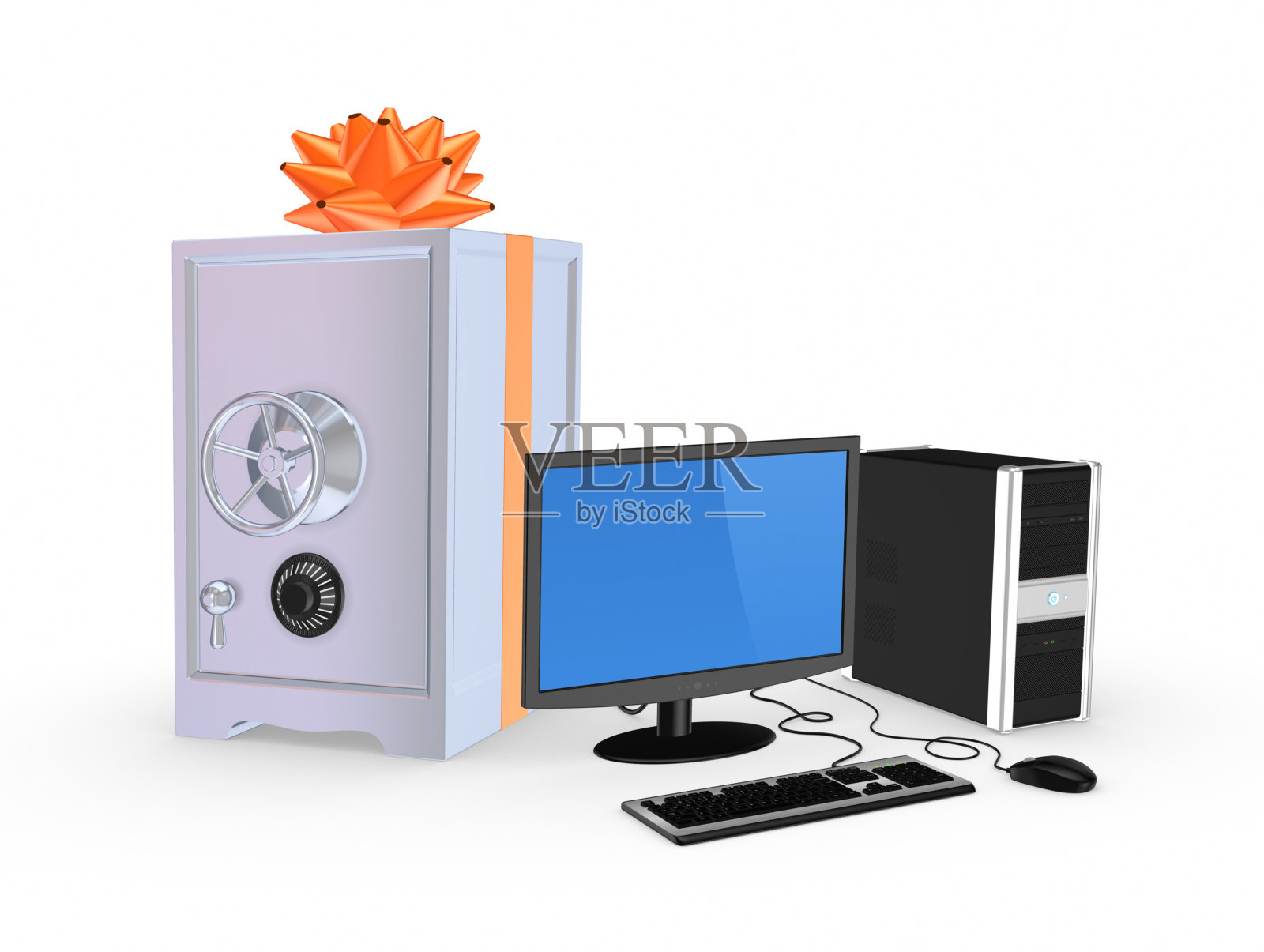 铁安全和个人电脑。照片摄影图片