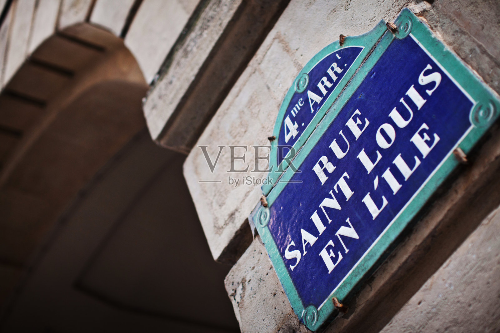 法国巴黎圣路易岛的街道标志照片摄影图片