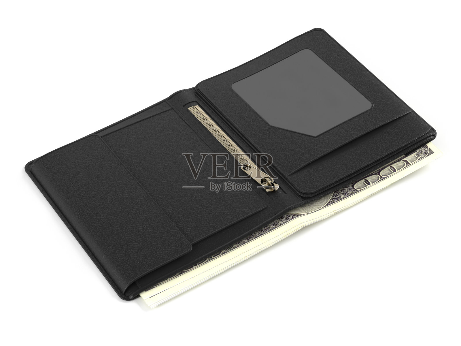 打开皮包与美元钱隔离照片摄影图片