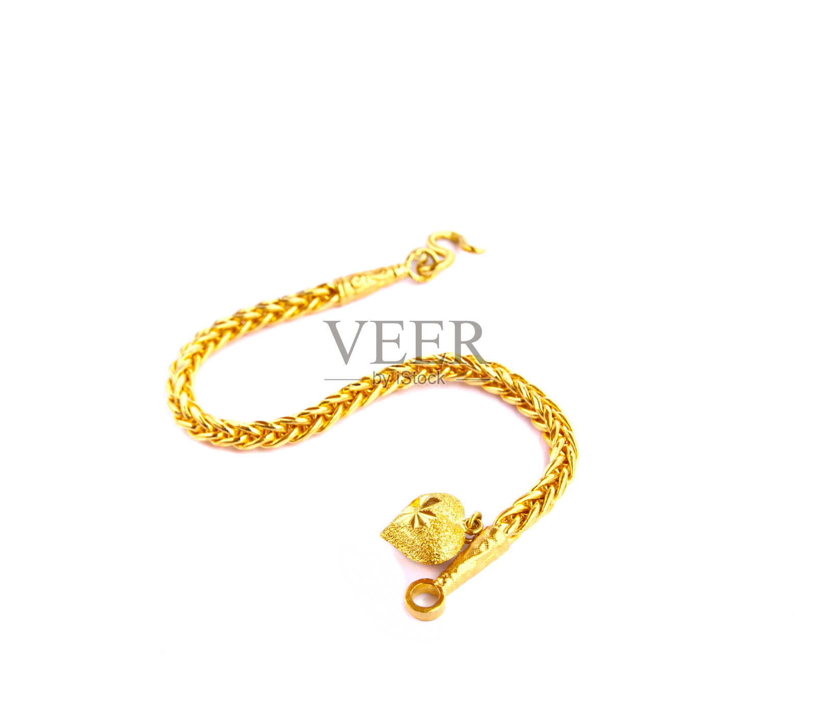 金色项链孤立在白色背景上照片摄影图片