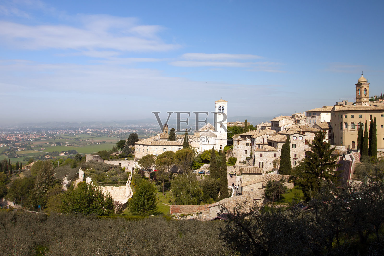 意大利翁布里亚的阿西西教堂全景照片摄影图片